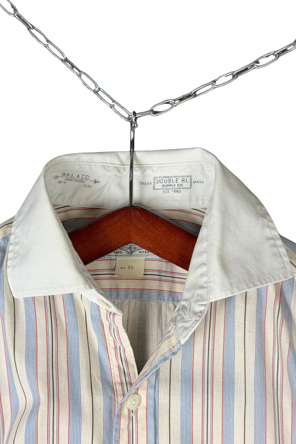 RRL Ralph Lauren RRL Double RL Striped Contrast Collar Shirt (XS) Size US S / EU 44-46 / 1 - 9 Thumbnail