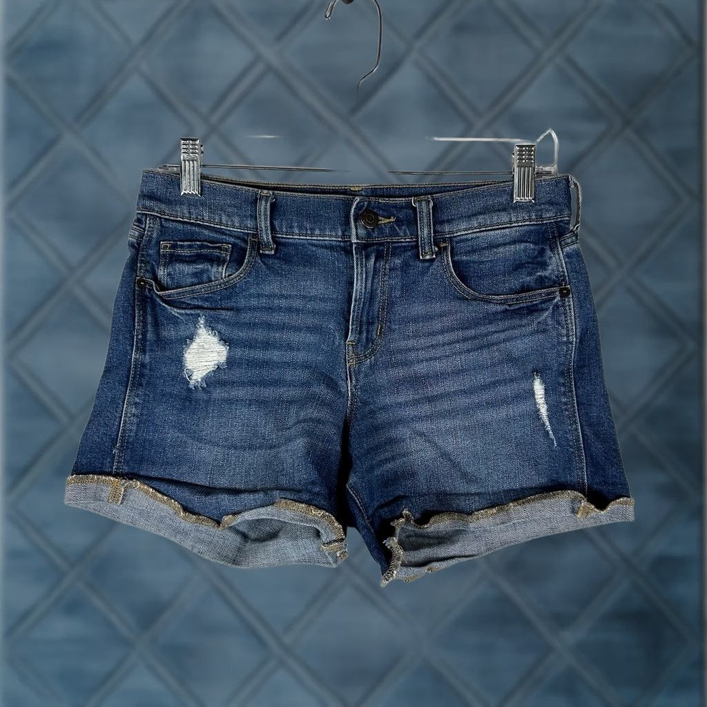 Old Navy Old Navy Mid-Rise Boyfriend Jean Shorts Womens 2 Cutoff Distressed Blue Denim Size 26" / US 2 / IT 38 - 1 Thumbnail