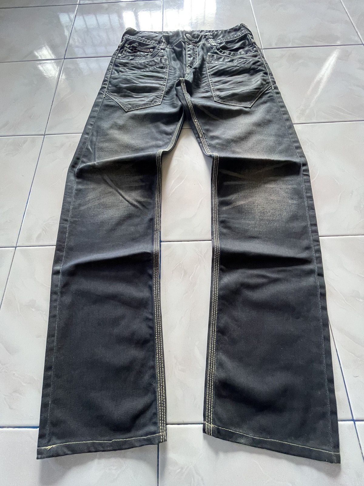 GOSTAR DE FUGA × semanticdesign Urban Craft Waxed Coated Contrast Triple Stitch Jeans Size US 30 / EU 46 - 1 Thumbnail