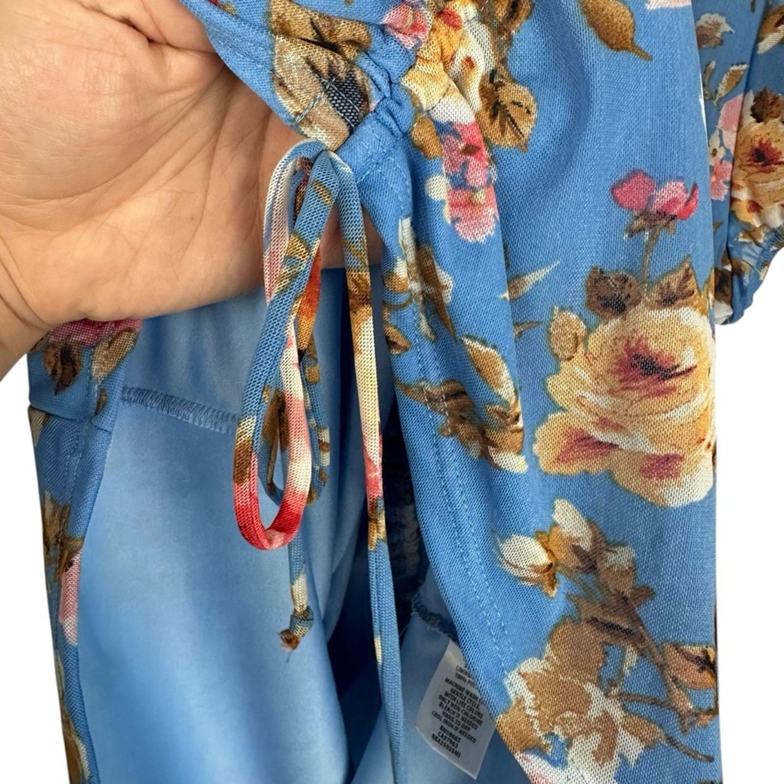 Nordstrom NWT Abound Blue Rose Floral Ruched Bodycon Dress Size Large Size L / US 10 / IT 46 - 5 Thumbnail