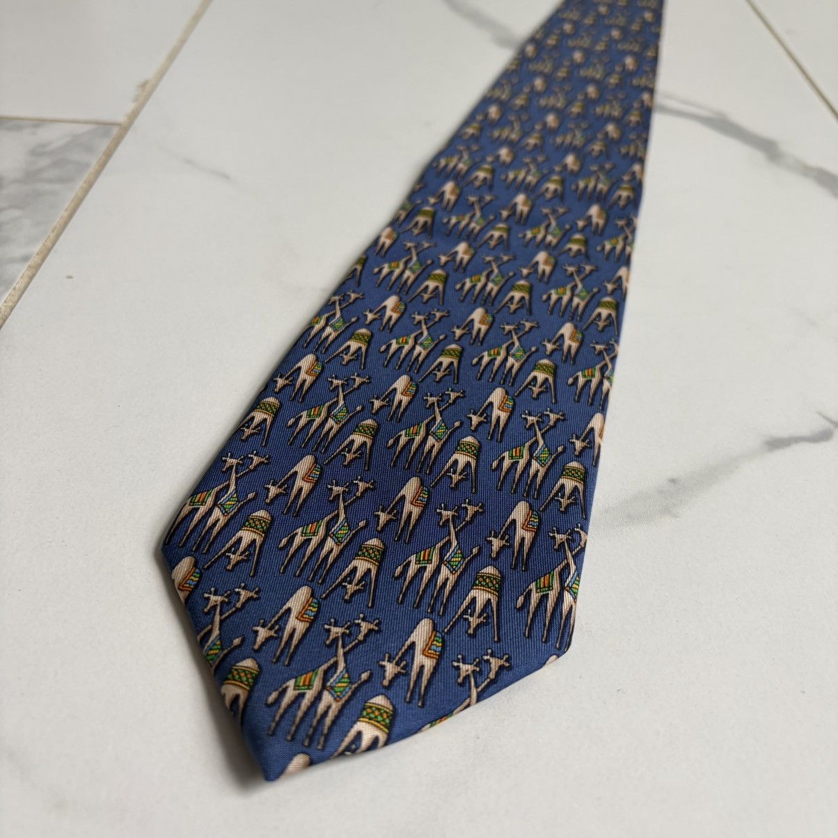 Salvatore Ferragamo Vintage 1980s 80s Salvatore Ferragamo Silk Neck Tie Giraffe Size ONE SIZE - 1 Thumbnail