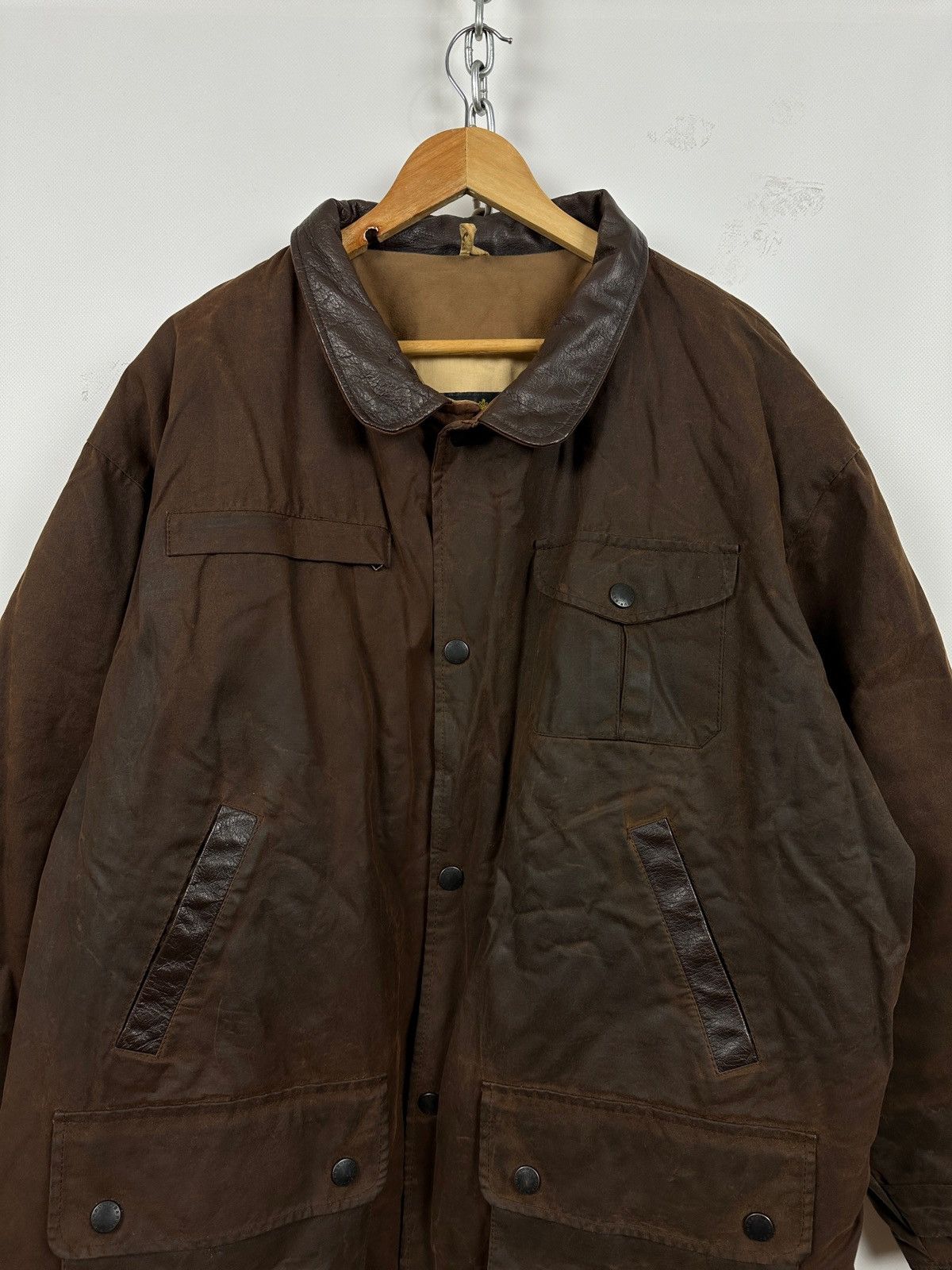 Barbour Vintage Barbour Bushman Brown Waxed Heavy Coat Jacket Size US XL / EU 56 / 4 - 5 Thumbnail