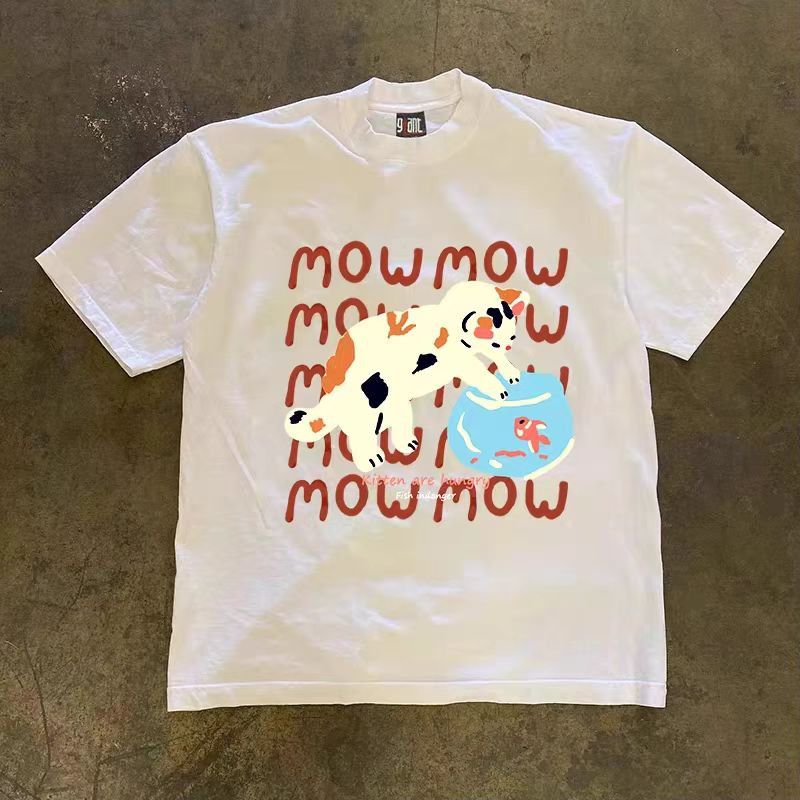 Vintage Street washed retro cat print t-shirt Size US M / EU 48-50 / 2 - 1 Thumbnail