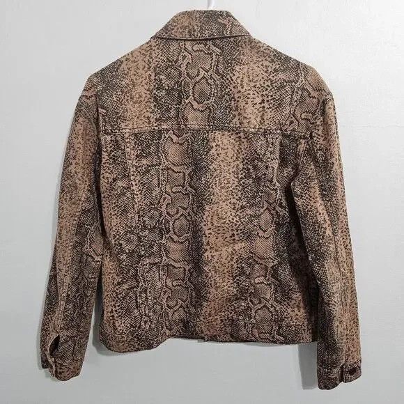 Other Denim Snake Skin Brown Button Up Trucker Jacket Womens Size XS / US 0-2 / IT 36-38 - 2 Thumbnail