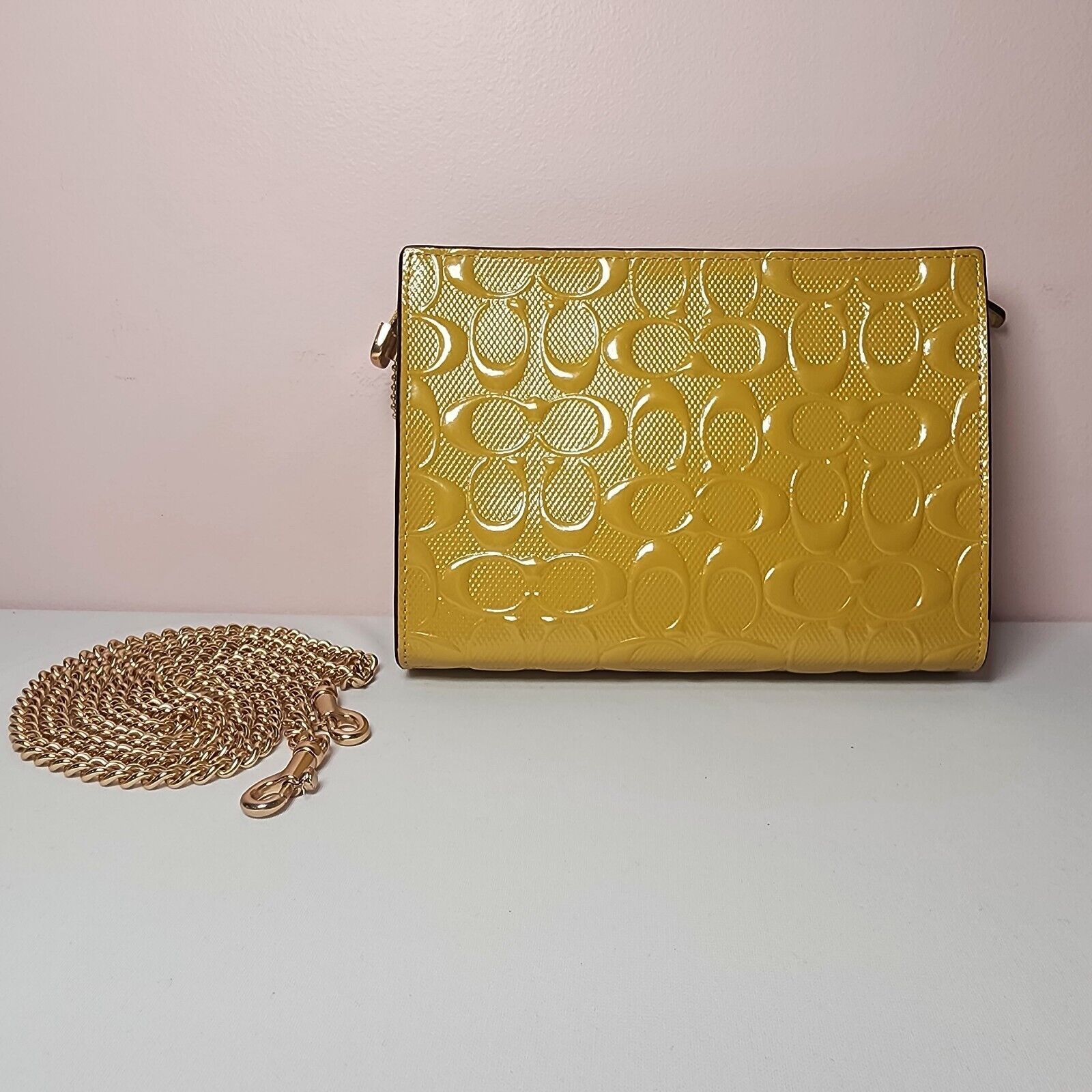 Coach COACH CT869 Slim Crossbody Signature Patent Leather Yellow Size ONE SIZE - 4 Thumbnail