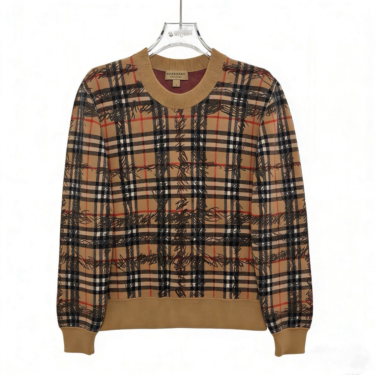 Burberry Burberry Check Graffiti Pullover Sweater Women Khaki K26WX Size M / US 6-8 / IT 42-44 - 1 Thumbnail