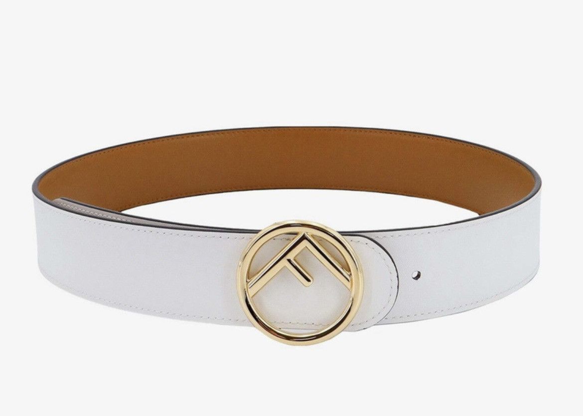 Fendi F Is Fendi Brown White Calf Leather Double Side Belt