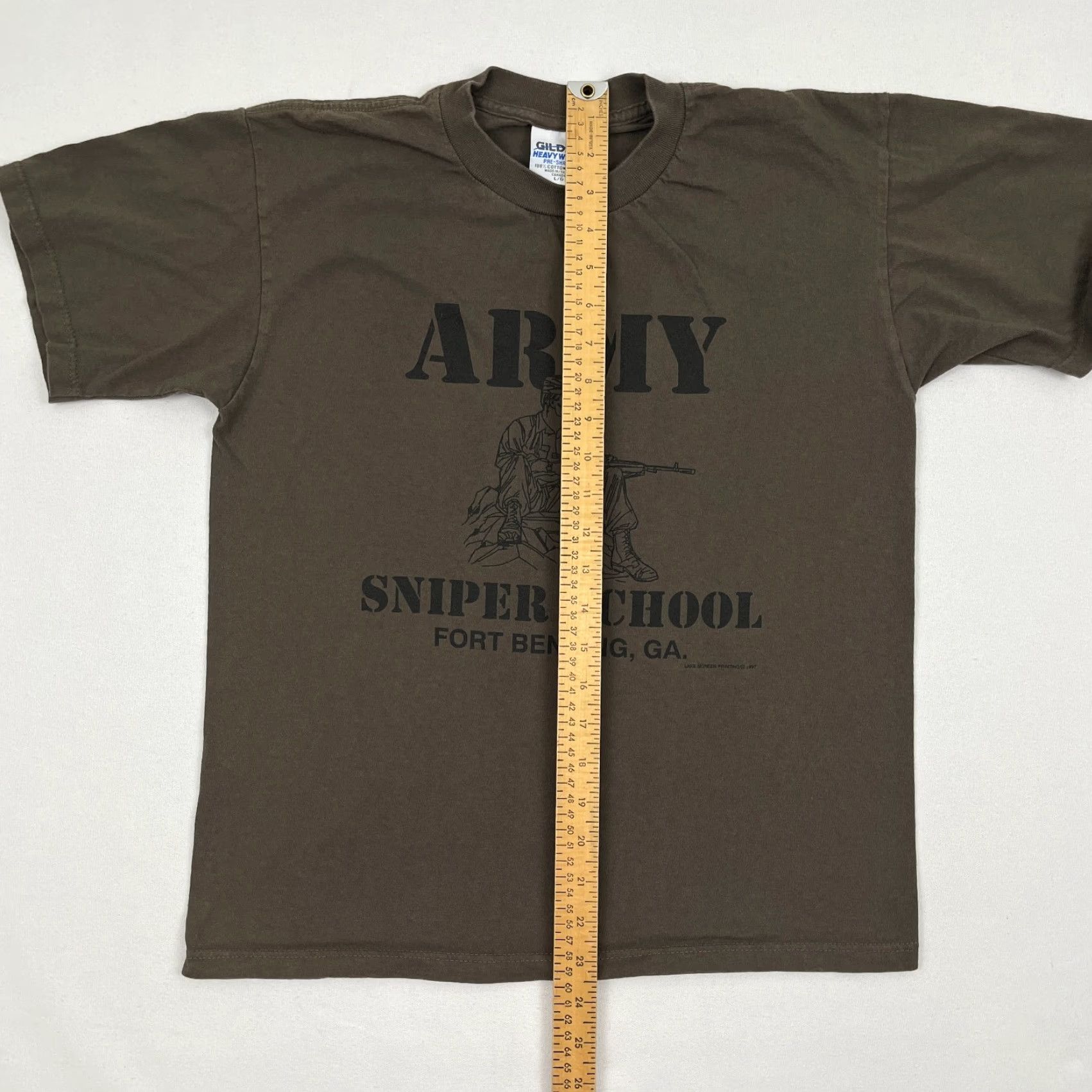 Gildan VTG 90s Army Sniper School Shirt Adult Men S Green Brown Graphic Fort Benning GA Shirt Men S Green Brown Graphic Fort Benning GA Size US S / EU 44-46 / 1 - 4 Thumbnail