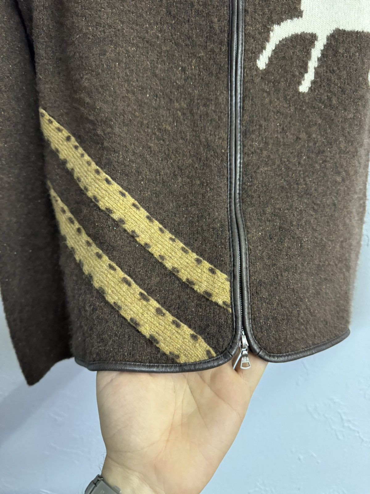 Bogner Bogner Wool Leather Horse Hermes Style Zip Up Sweater Size US S / EU 44-46 / 1 - 2 Thumbnail