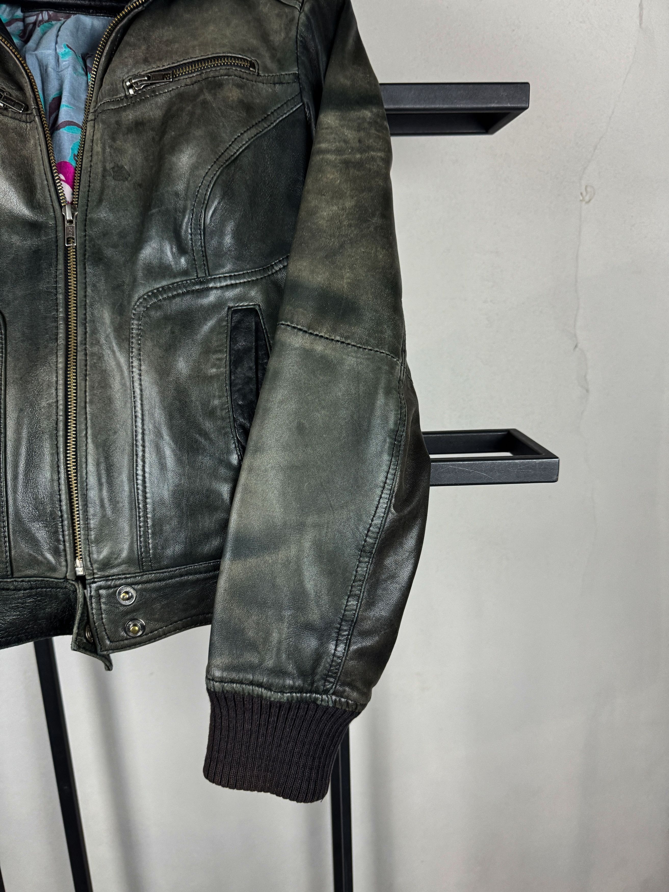 Tornado Mart Gothic Japanese Faded Washed Real Leather Cropped Jacket Size US XS / EU 42 / 0 - 3 Thumbnail