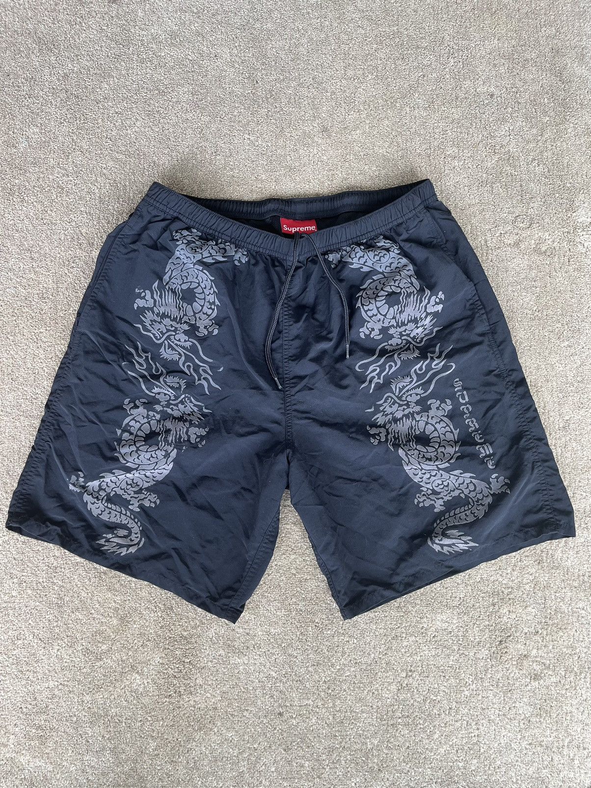 image of Supreme Black Water Dragon Shorts, Men's (Size 32)
