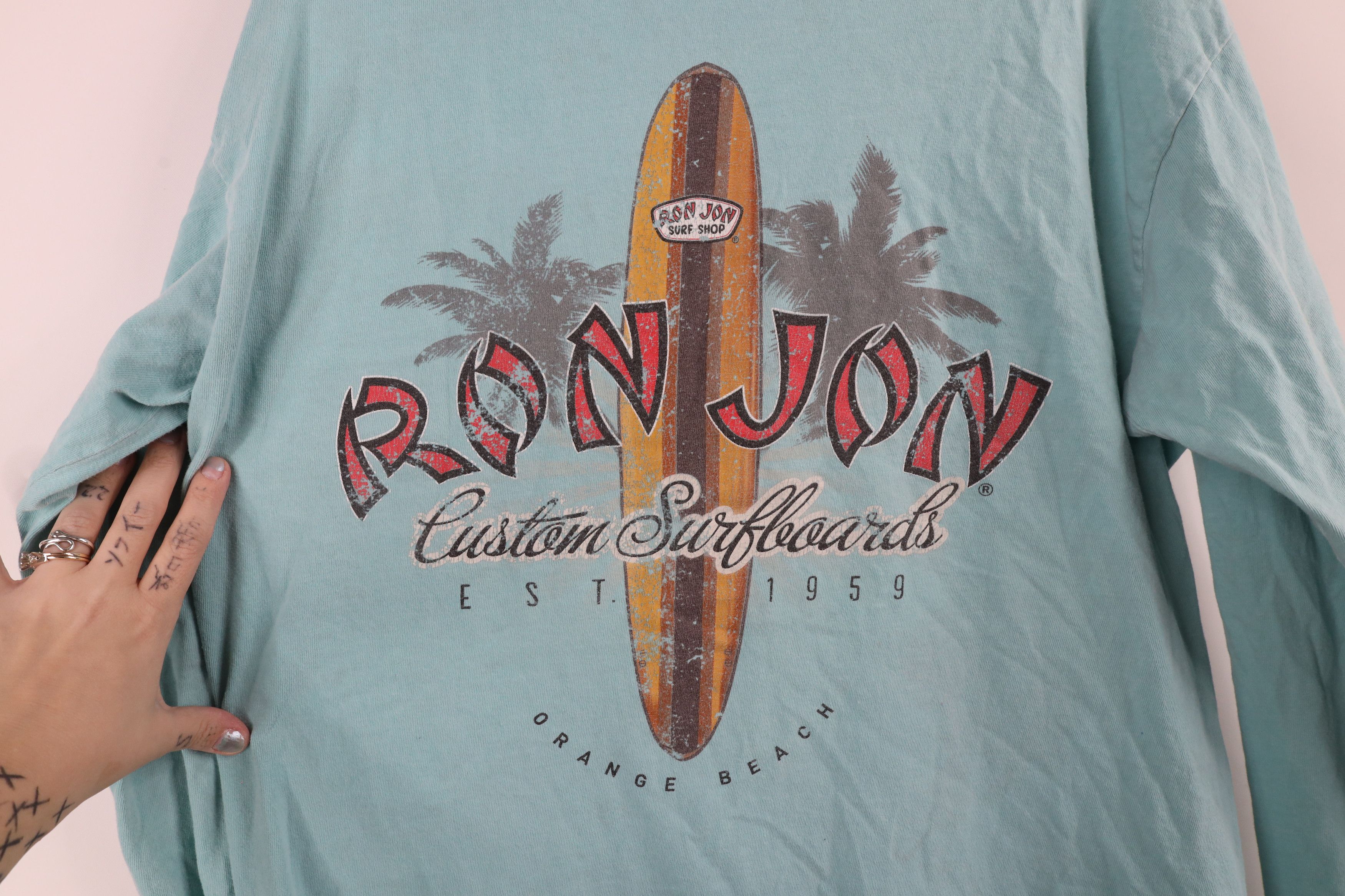 Ron Jon Surf Shop × Vintage Vintage Ron Jon Surf Shop Orange Beach Long Sleeve T-Shirt Size US M / EU 48-50 / 2 - 10 Thumbnail