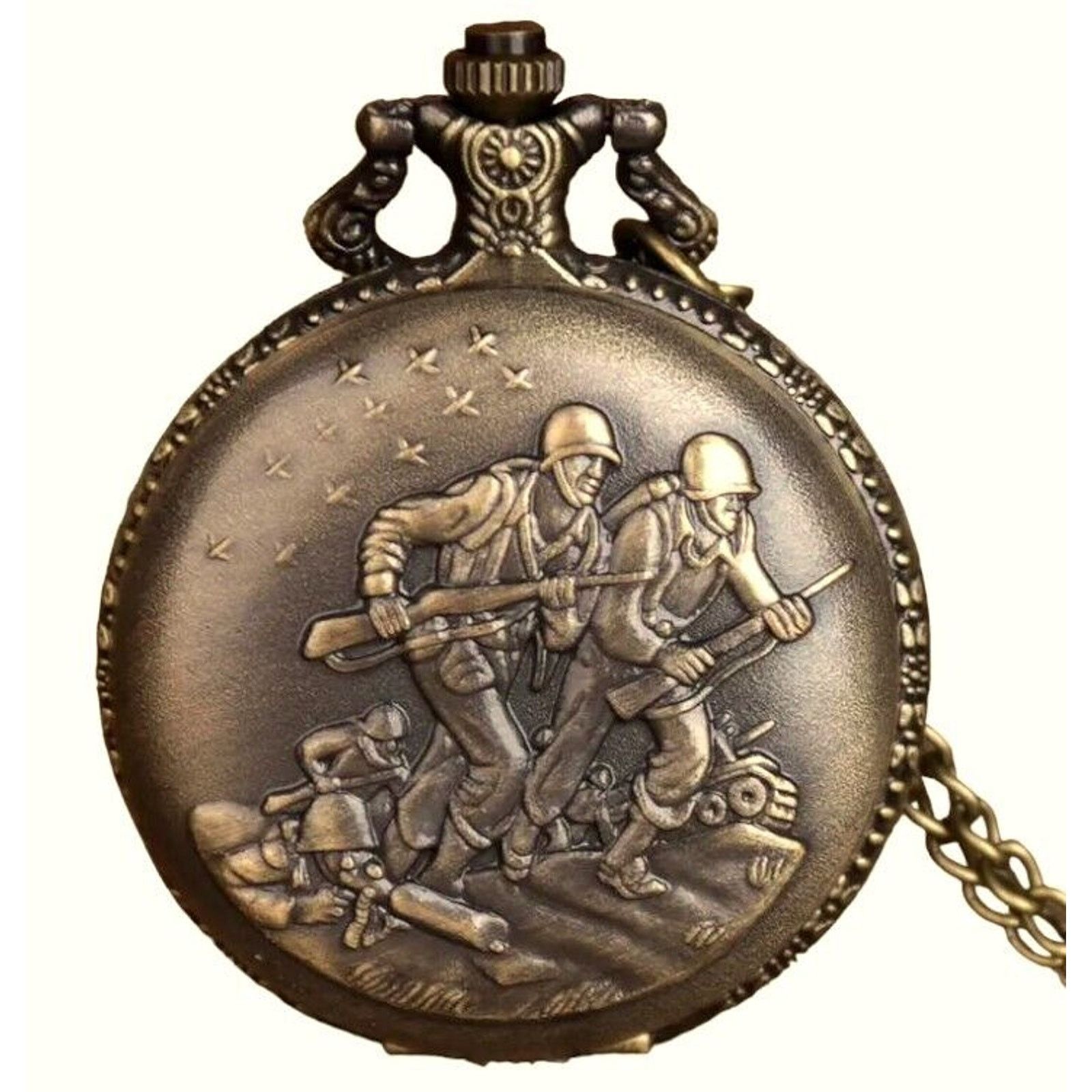 Other Bronze Quartz Pocket Watch Army Marine Military War Size ONE SIZE - 4 Thumbnail