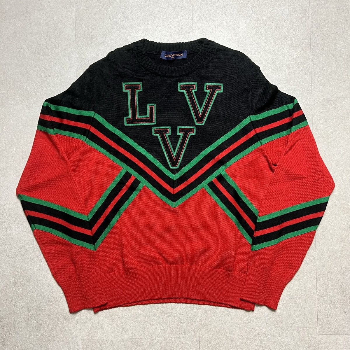 image of Louis Vuitton Tyler Lvv Sports Team Knit Sweater in Red, Men's (Size XL)