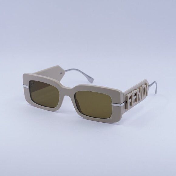Fendi Fendi FE40133I 57E Sunglasses Brown/Silver Rectangle Frame Size ONE SIZE - 3 Thumbnail