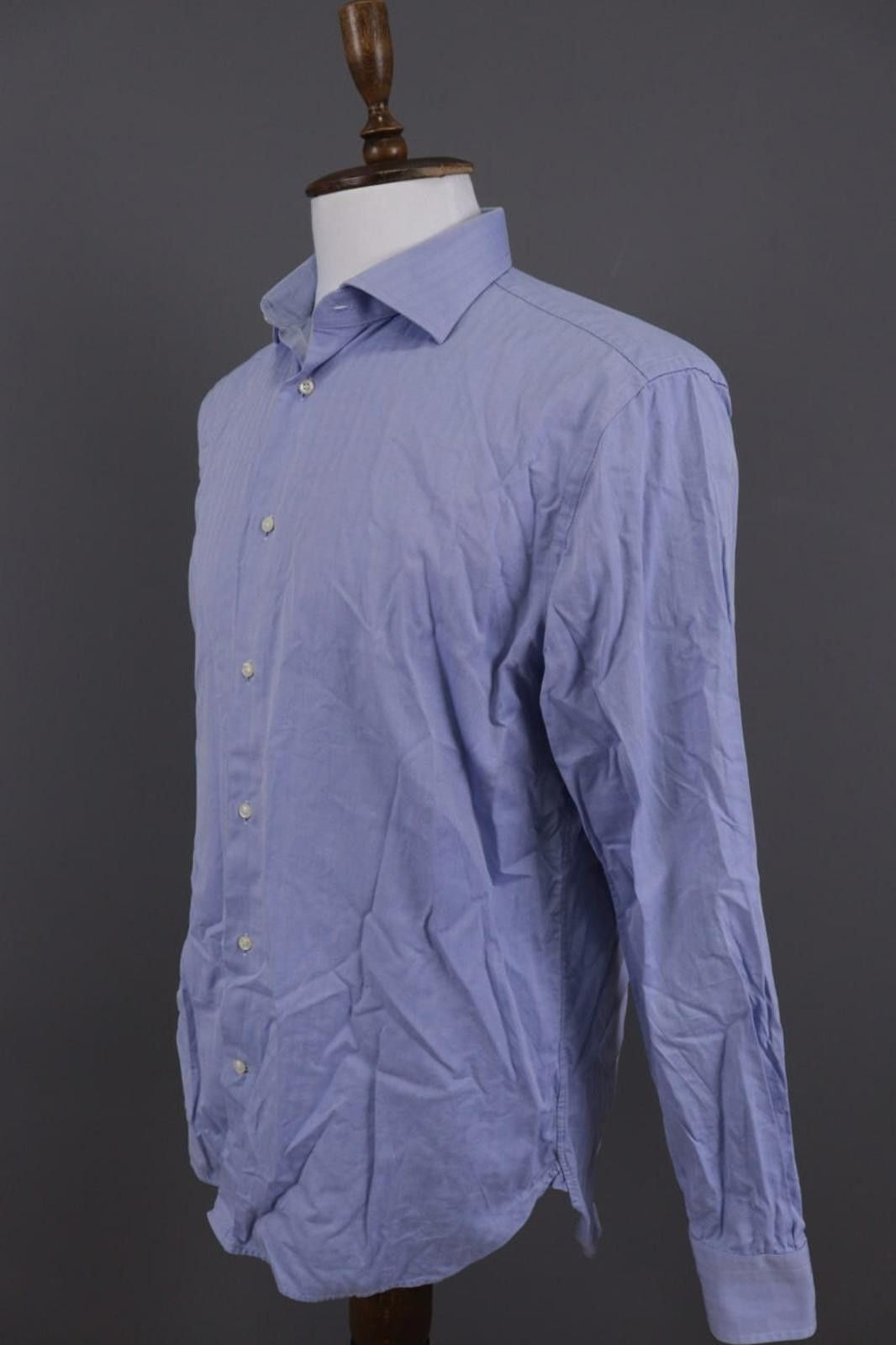 Designer Boggi Milano Slim Fit Blue Button Down Shirt 44 / 17 1/2 Size US M / EU 48-50 / 2 - 5 Thumbnail