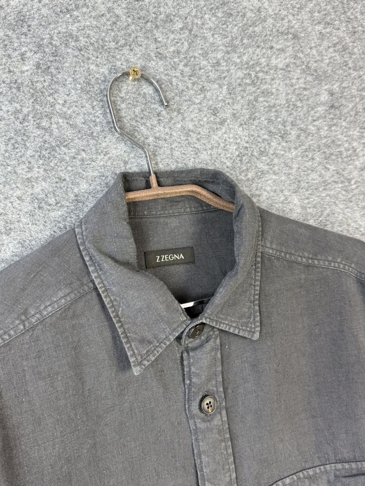 Z Zegna Z Zegna Gray Linen Overshirt Size US L / EU 52-54 / 3 - 2 Thumbnail