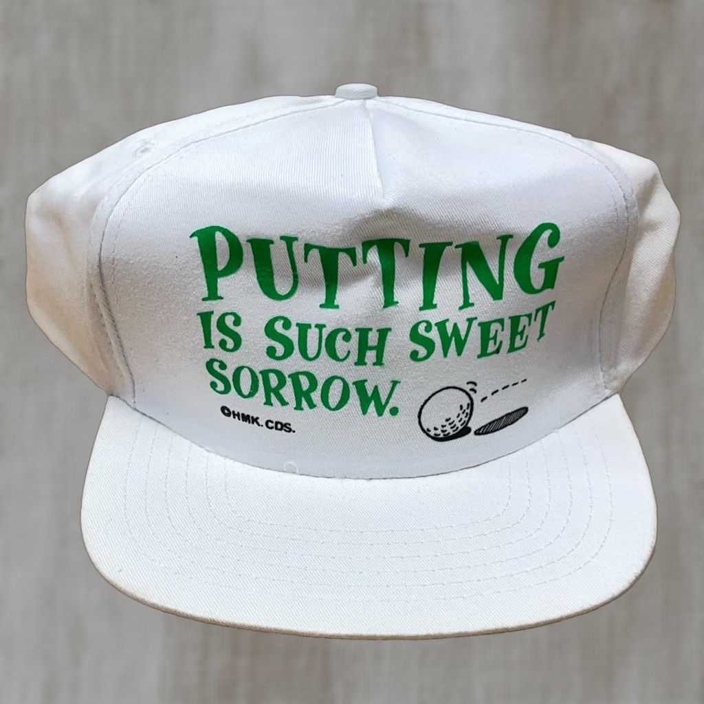 Vintage VINTAGE Golf Hat Cap Snapback WhiteGreen Funny Joke Putting 90s Adult Size ONE SIZE - 1 Thumbnail