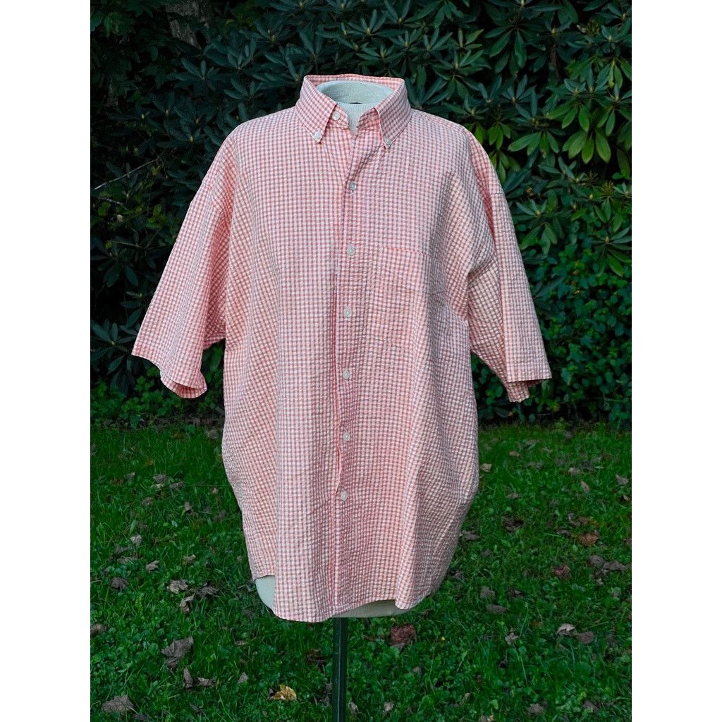 Geoffrey Beene Men's M Geoffrey Beene Seersucker Orange White Short Sleeve Size US M / EU 48-50 / 2 - 1 Thumbnail