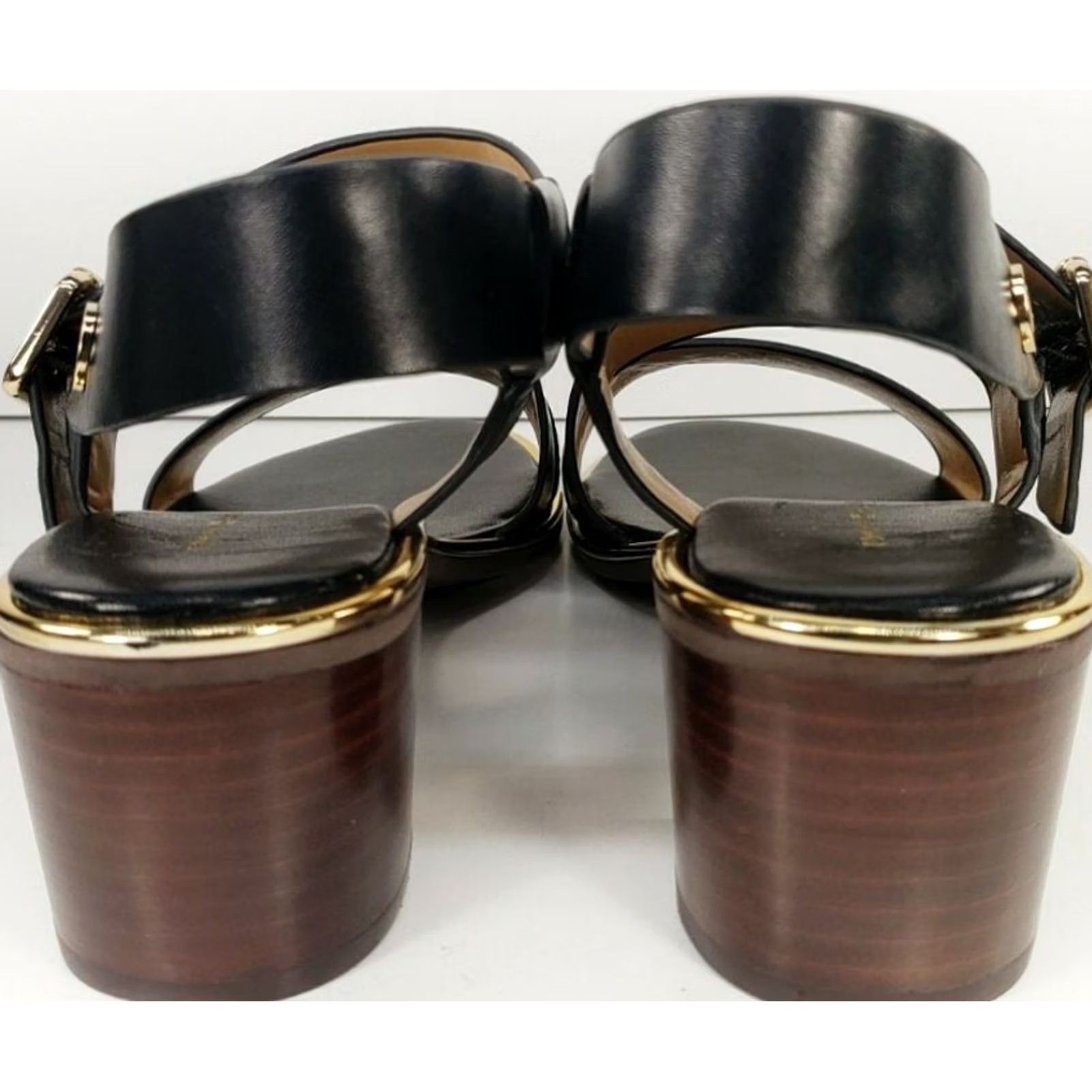 Tommy Hilfiger Tommy Hilfiger Konas Women's Sandal T-Strap Black Leather 9M Heel Low Block Strappy Size US 9 / IT 39 - 6 Thumbnail
