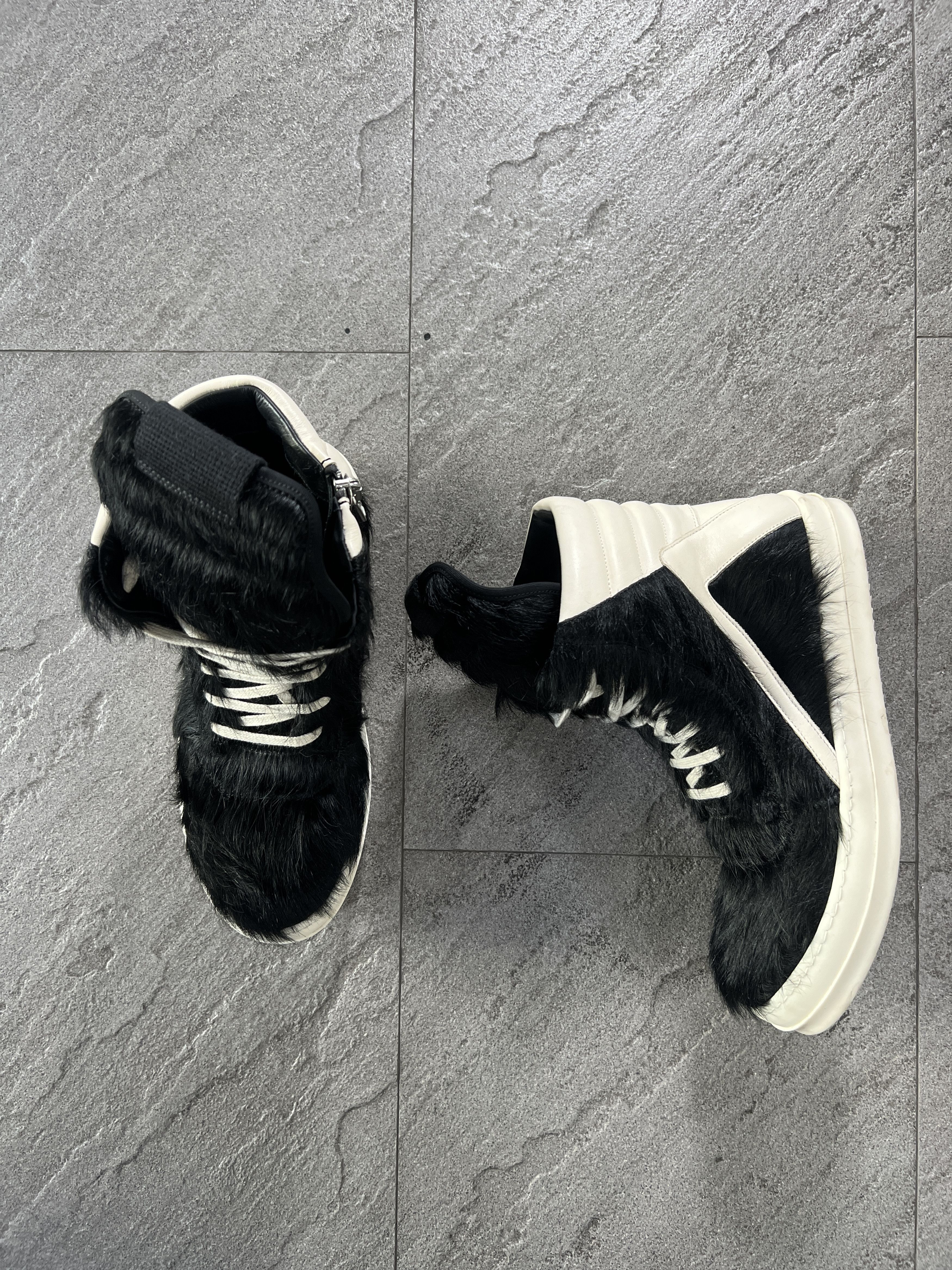 Rick Owens Pony Hair Geobasket Sneakers Black EU41
