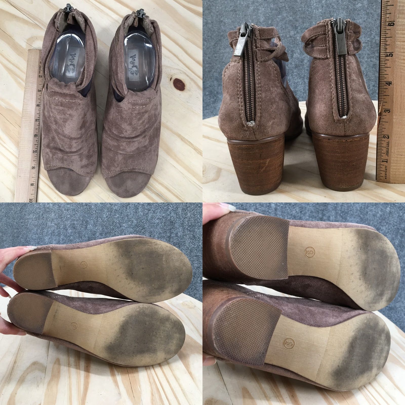 Vintage Very G Boots Womens 9 Sylvanna Casual Back Zip Block Heels Open Toe Bootie Brown Size US 9 / IT 39 - 8 Thumbnail