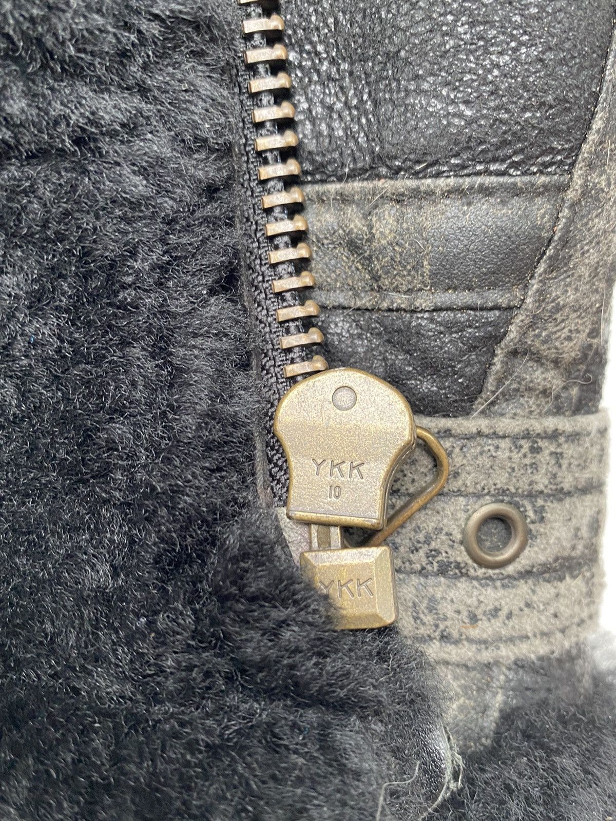 Vtg Sheepskin Military Leather Jacket