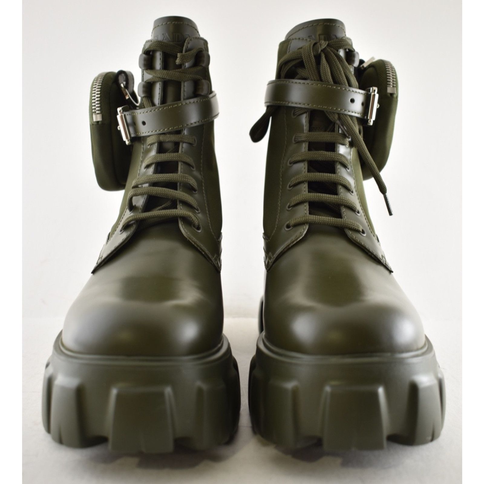 Prada Prada Monolith Green Leather Nylon Pouch Combat Boot 40 Size US 10 / IT 40 - 9 Thumbnail