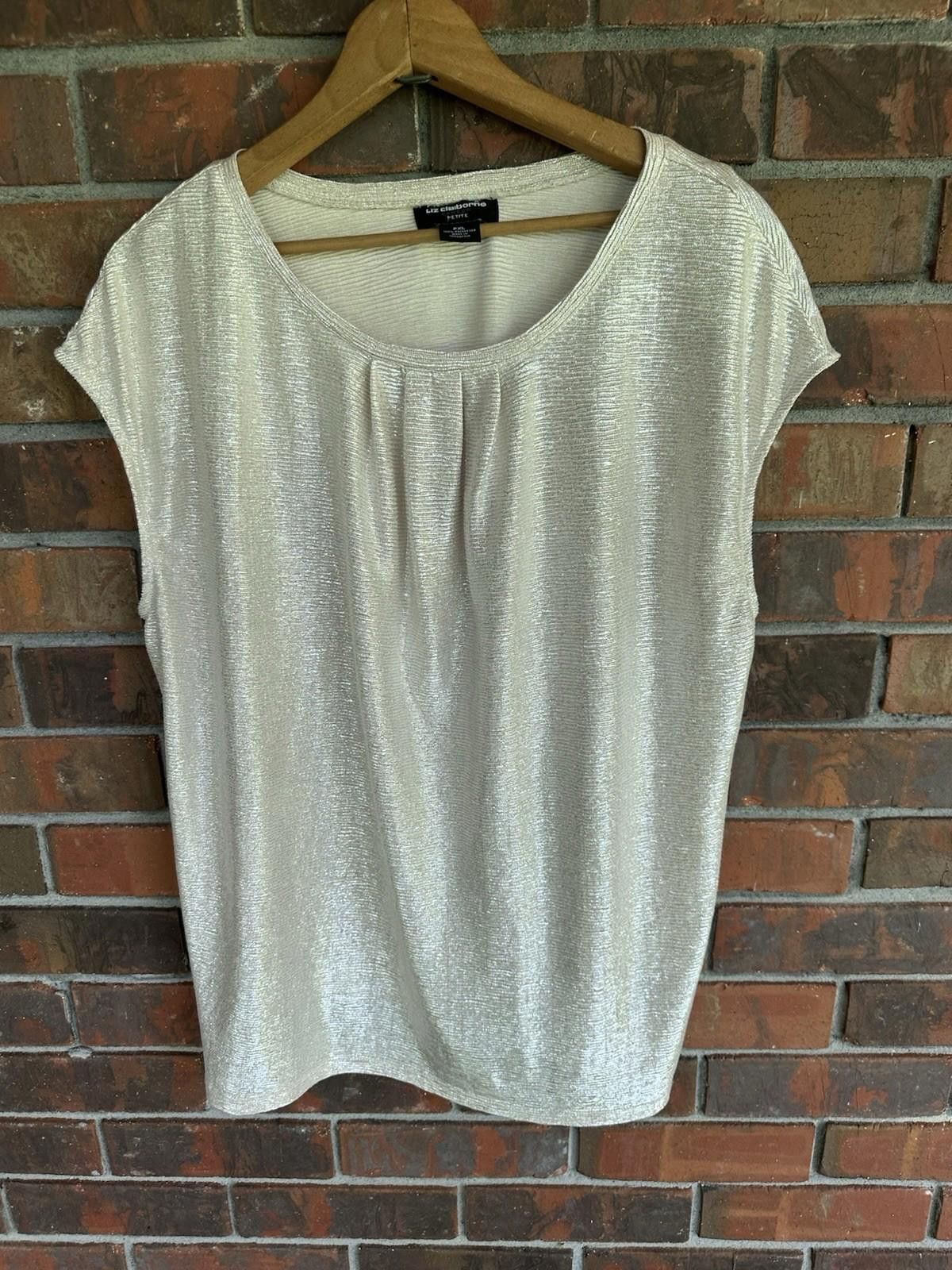 Designer vintage liz claiborne Blouse Petite XL Shimmery Glam Gold Size XL / US 12-14 / IT 48-50 - 1 Thumbnail