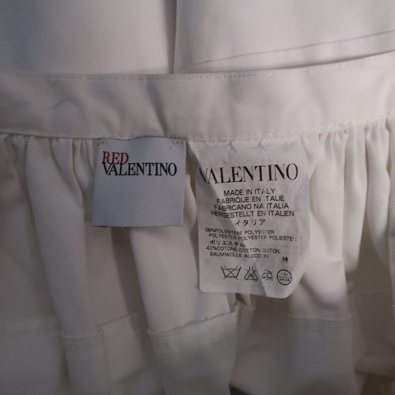 Valentino Size 6 White Cotton Blend Canvas Gathered Circle Mini Skirt Size M / US 6-8 / IT 42-44 - 5 Thumbnail