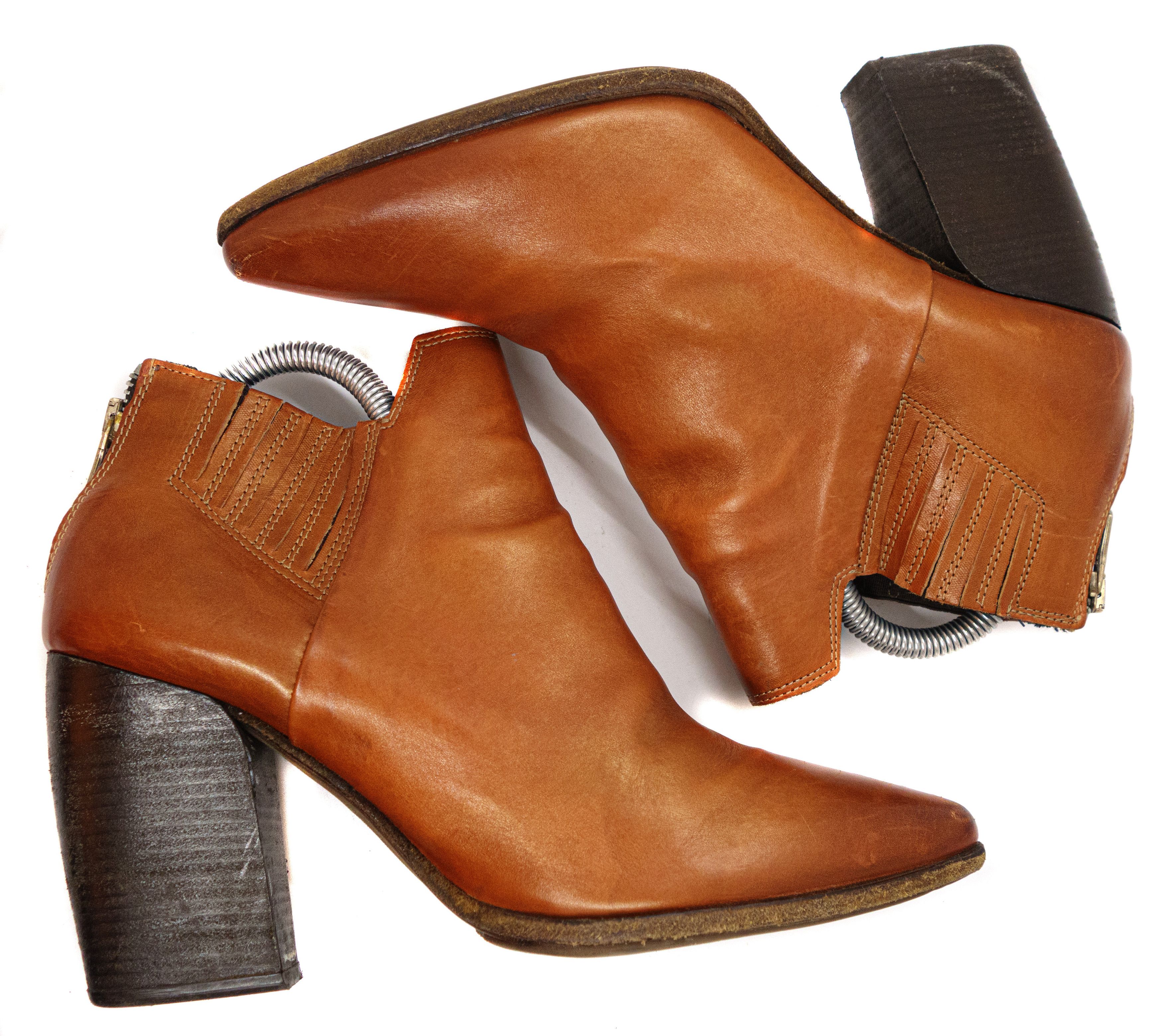 A.S.98 A.S.98 Back Zip Leather Heeled Ankle Boots Size US 10 / IT 40 - 6 Thumbnail