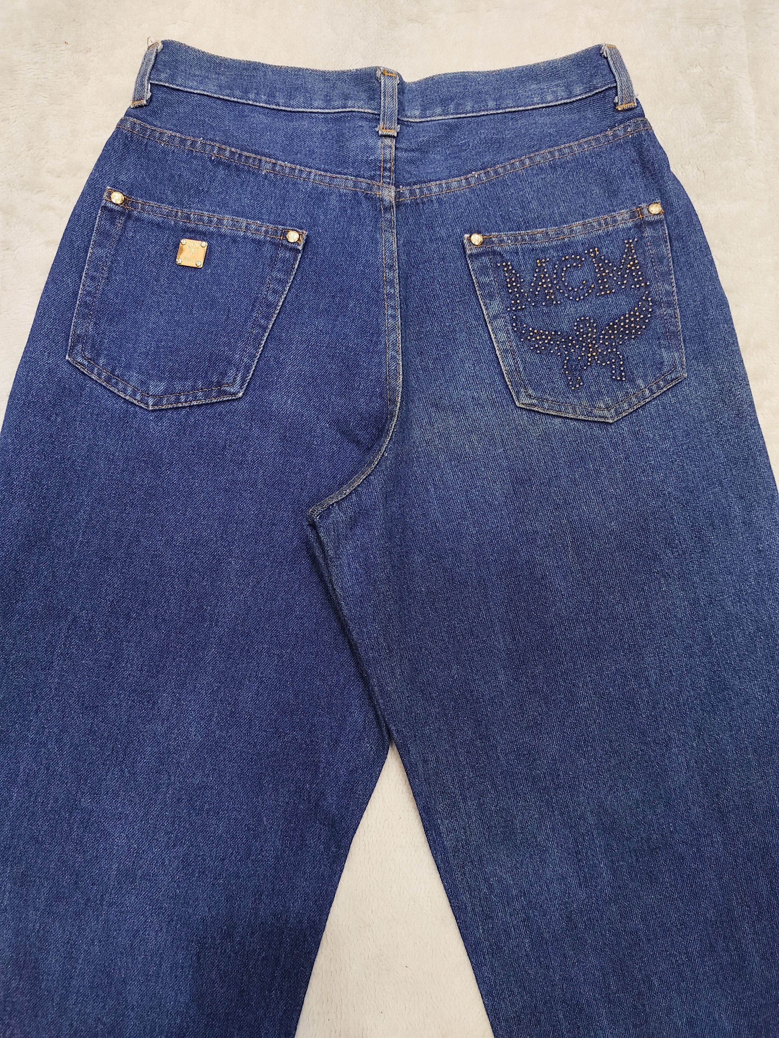 MCM 90s MCM💥Archive Y2K Studded Logo High Waist Baggy Jeans Size 31" - 2 Thumbnail