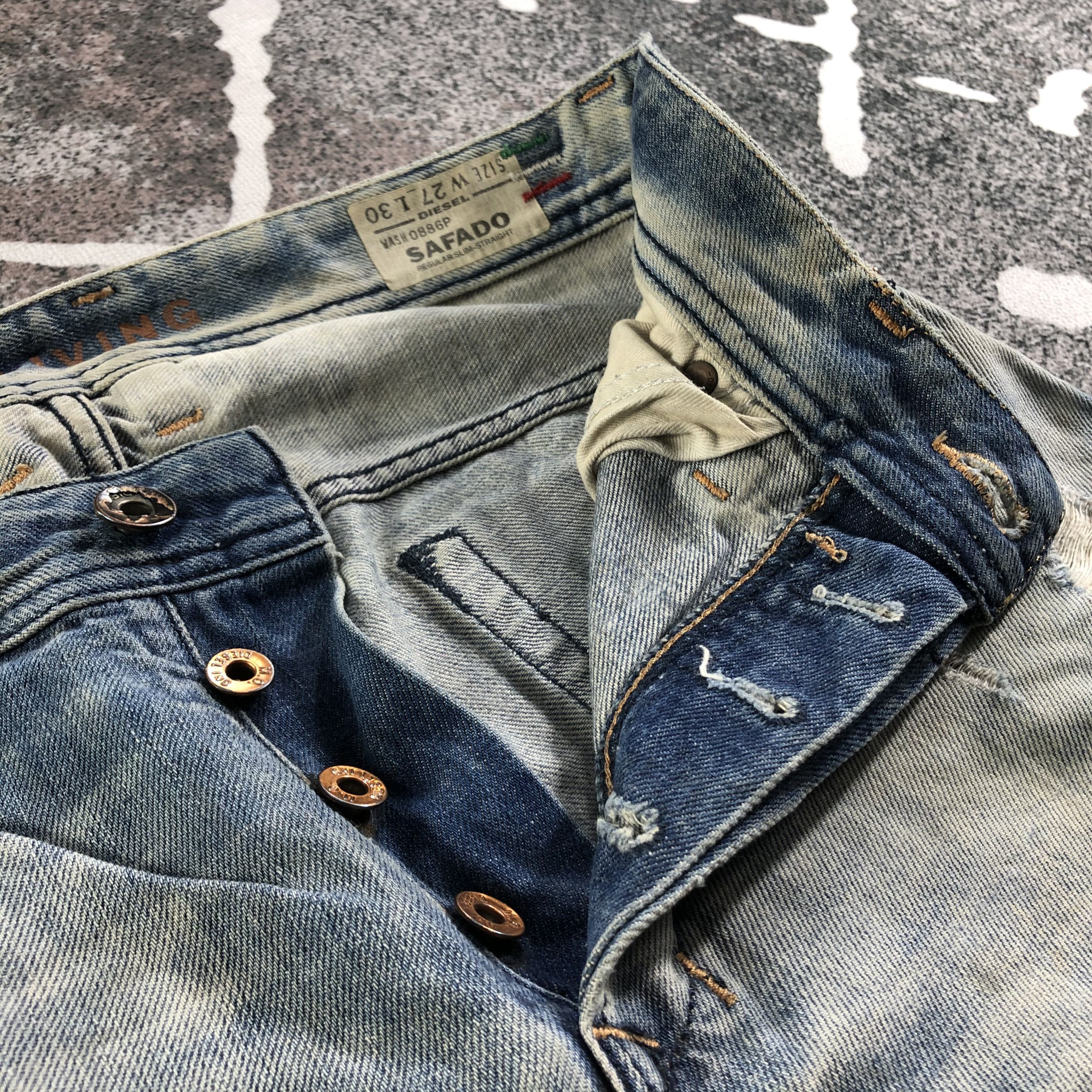 Diesel Ripped Jeans Faded Blue Denim KJ2885