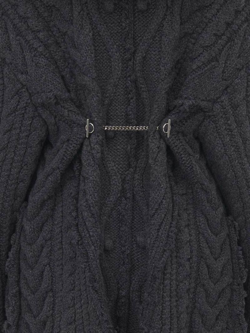 Alexander McQueen o1srvl11e0326 Oversized Cable Knit Cardigan in Black Size S / US 4 / IT 40 - 5 Thumbnail