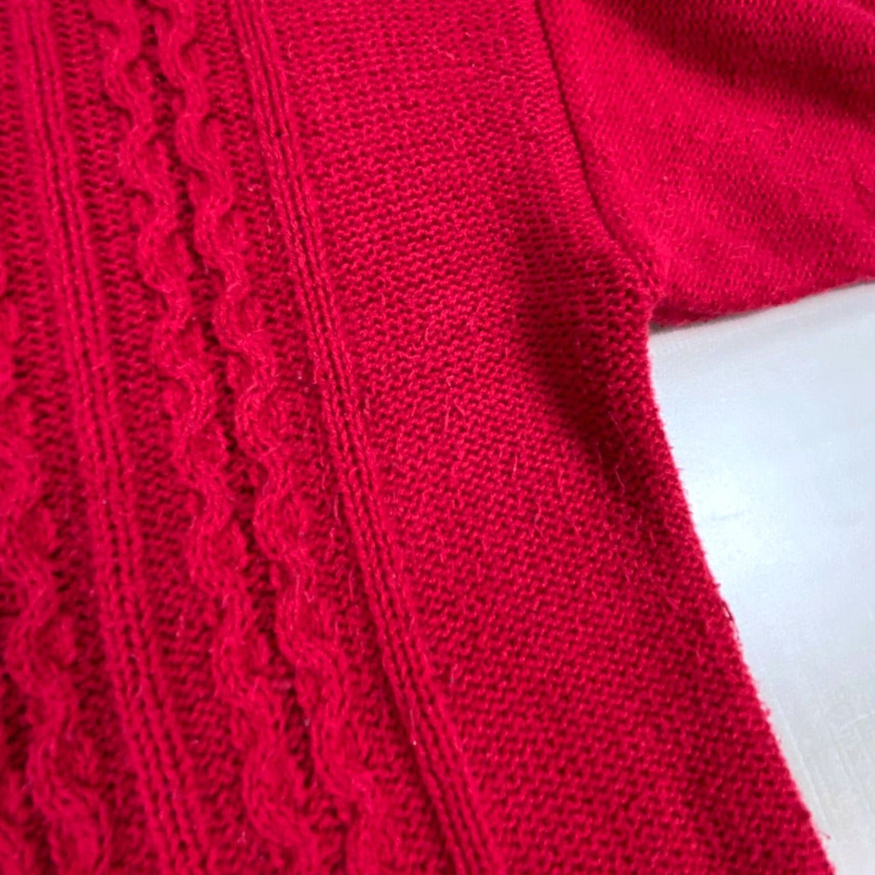 Chaps Chaps Womens Classic Cable Knit Sweater Red Medium Boat Neck Pullover Size M / US 6-8 / IT 42-44 - 6 Thumbnail