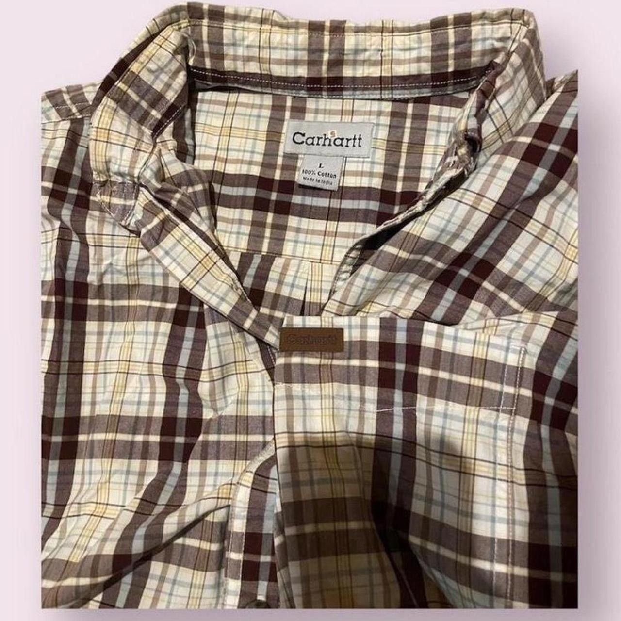 Carhartt Vintage 90’s Boxy Brown/Tan Carhartt Shirt Size US L / EU 52-54 / 3 - 1 Thumbnail