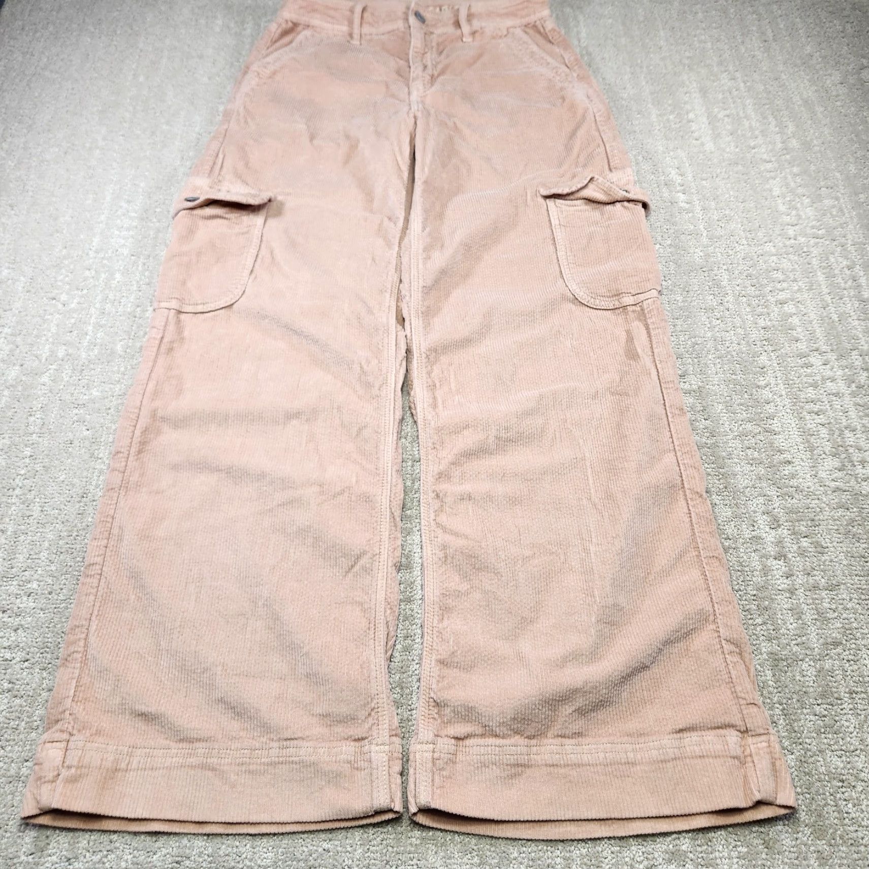 American Eagle Outfitters VINTAGE American Eagle Cargo Pants Women 4 Baggy Wide-Leg Corduroy Y2K Beige 29x31 Womens Size 27" / US 4 / IT 40 - 7 Thumbnail