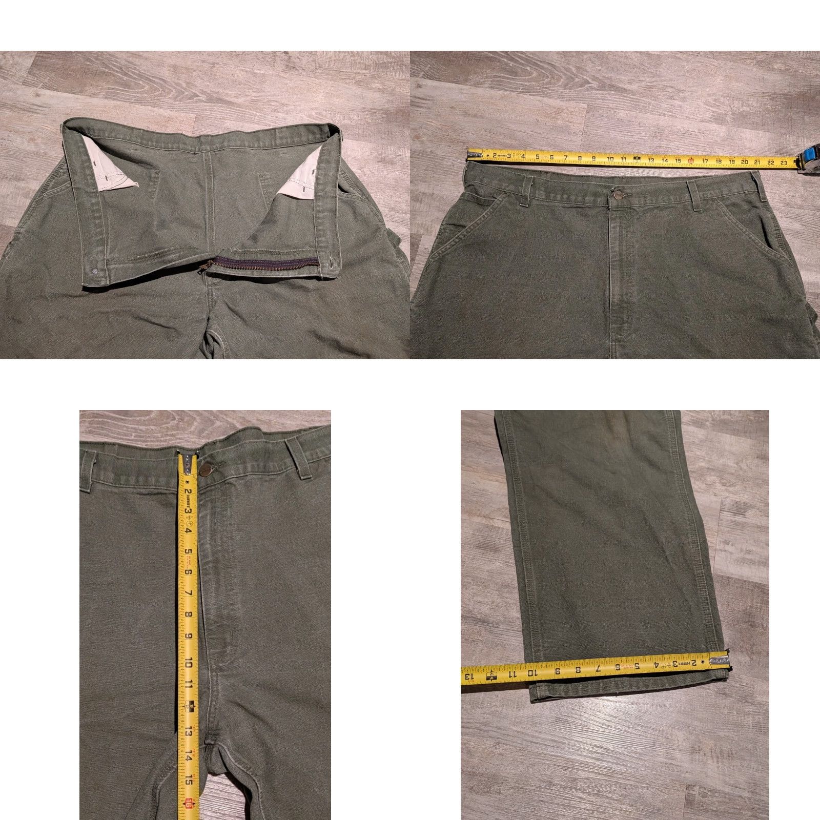 Carhartt VINTAGE Carhartt Pants Mens 42x30 Green Canvas Work Carpenter Relaxed 5-Pocket Denim/Dungaree Wide-Leg Logo Belt Loops 90s USA Grunge Vintage Mens Size US 42 / EU 58 - 8 Thumbnail