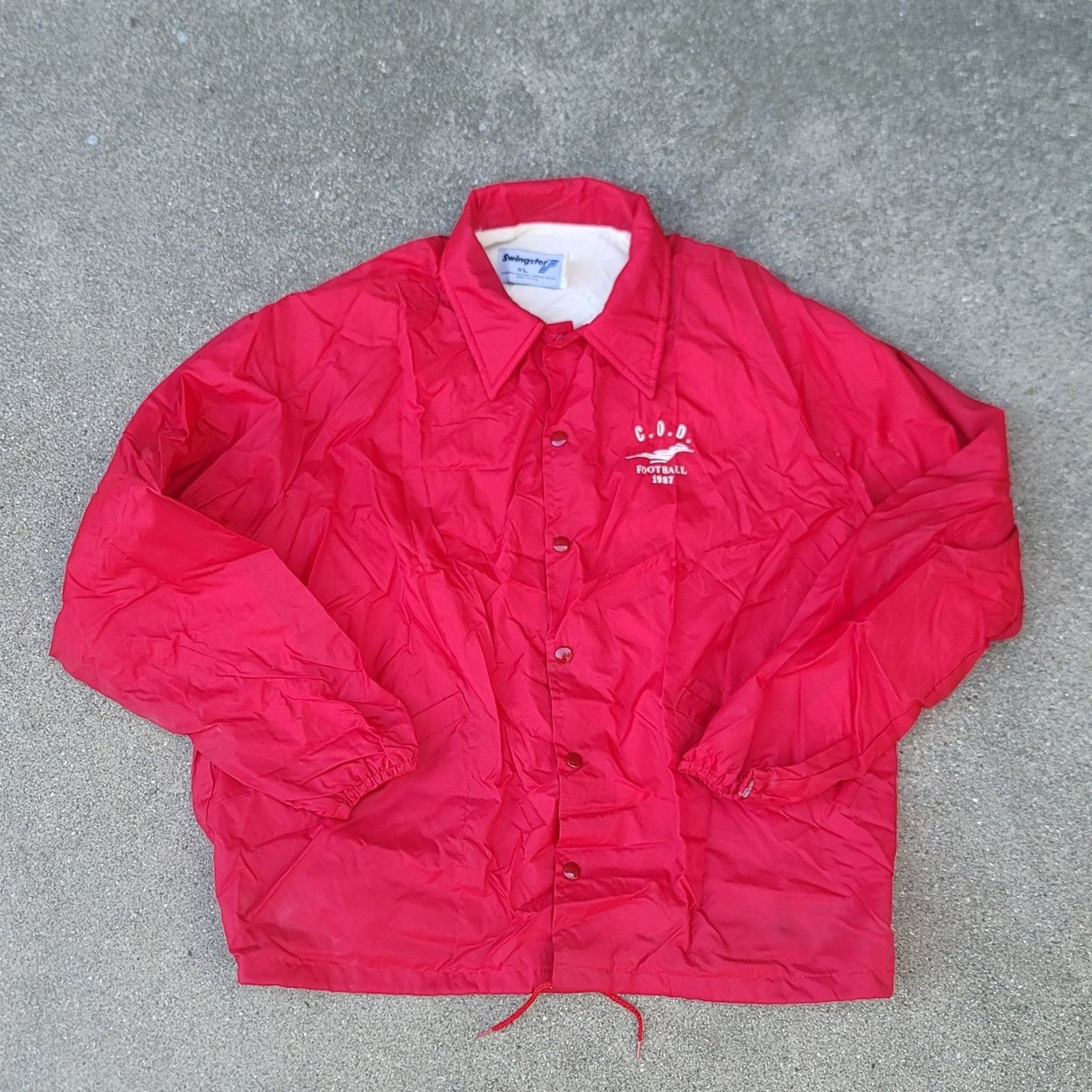 Swingster Vtg 1987 Swingster C.O.D. Football Windbreaker Jacket Size US XL / EU 56 / 4 - 4 Thumbnail