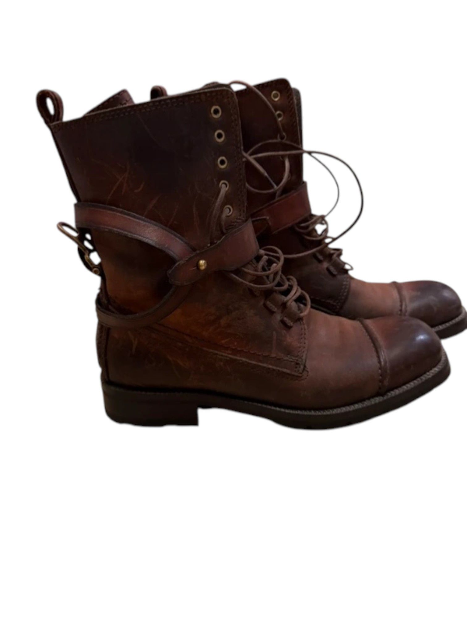 Dolce & Gabbana Dolce & Gabbana Brown Harness Lace-Up Combat Boots Size US 7 / EU 40 - 3 Thumbnail