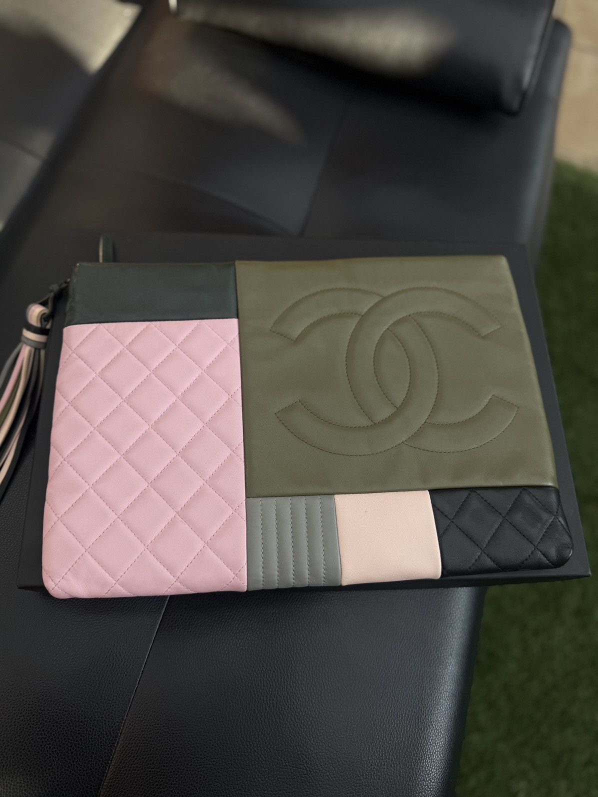 Chanel Chanel Olive & Multicolor Lambskin Patchwork O-Case Size ONE SIZE - 3 Thumbnail