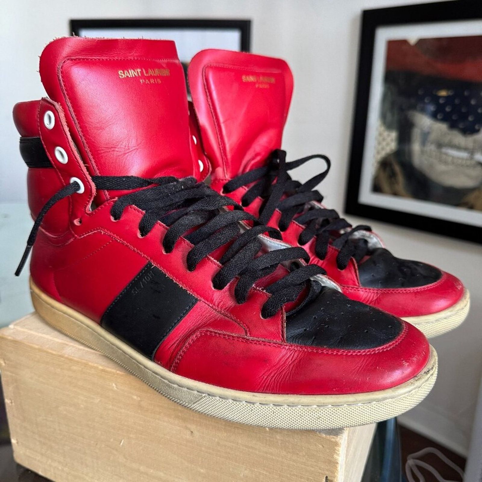Yves Saint Laurent Saint Laurent mens high top embroidered logo