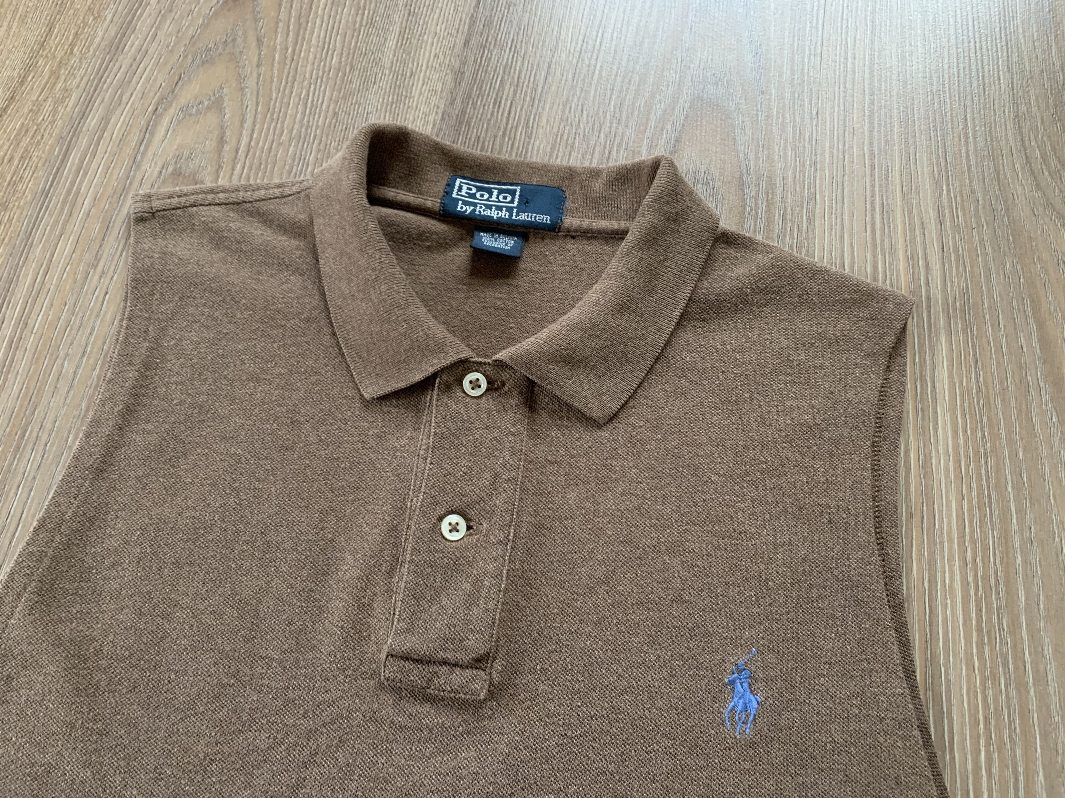 Polo Ralph Lauren Polo Ralph Lauren Brown Cotton Sleeveless Polo Shirt Size US L / EU 52-54 / 3 - 4 Thumbnail