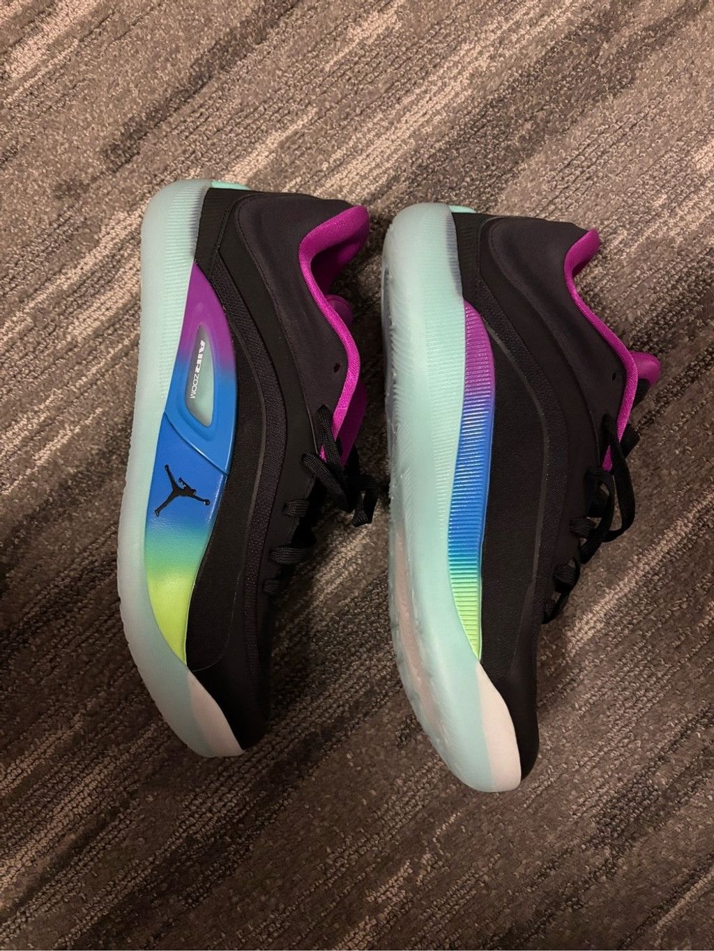 Jordan Brand Jordan Zion Black Athletic Shoes with Pink Collar and Teal L Size US 11 / EU 44 - 1 Thumbnail