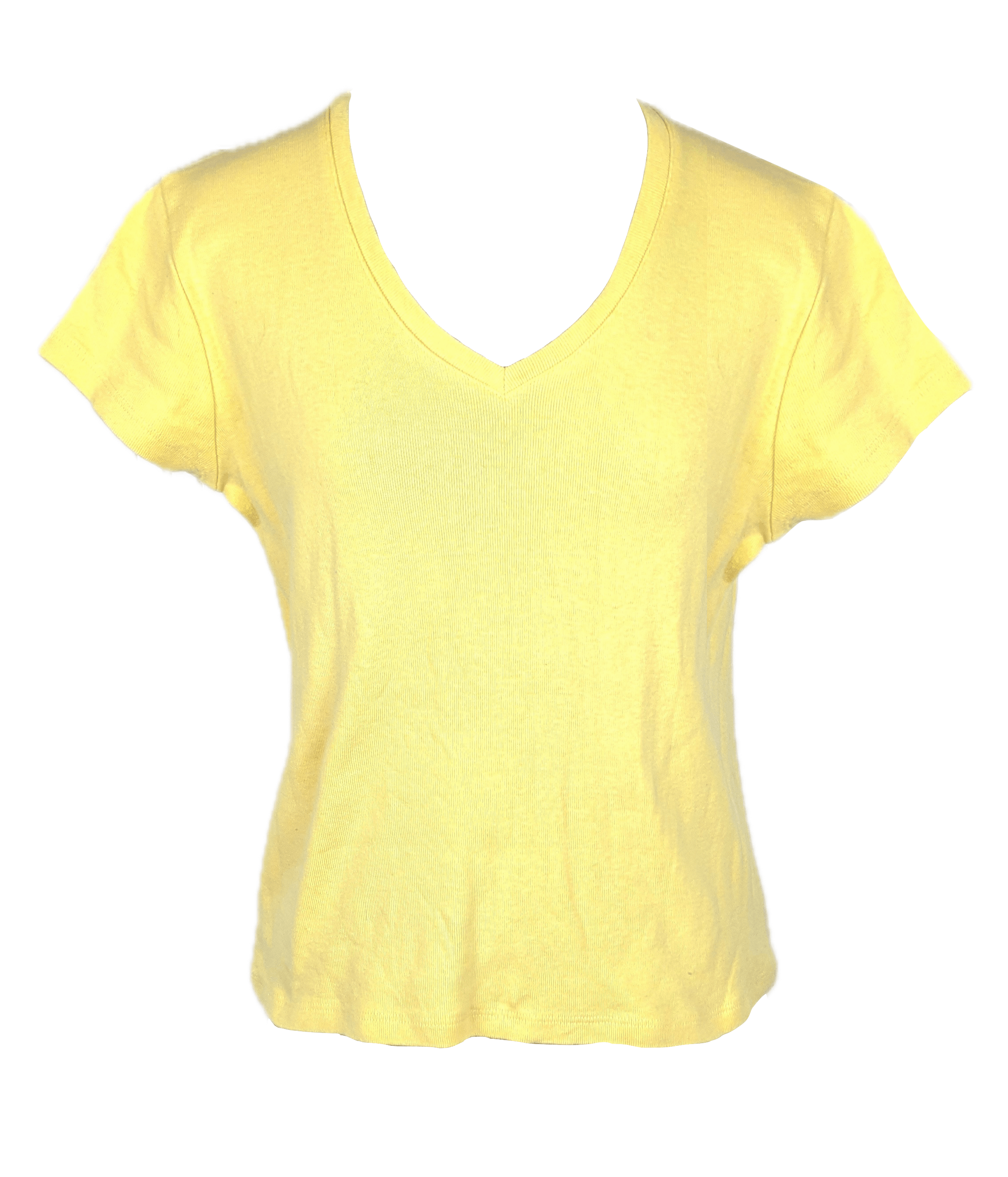 Vintage 1990's Yellow V Neck Tee Size M / US 6-8 / IT 42-44 - 1 Thumbnail
