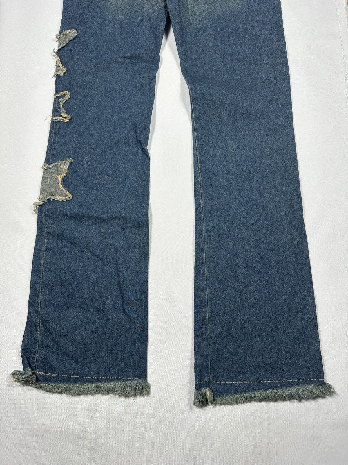 Vintage Parisport Y2k Vintage Distressed Star Straight Flared Jeans Size 28" / US 6 / IT 42 - 14 Thumbnail