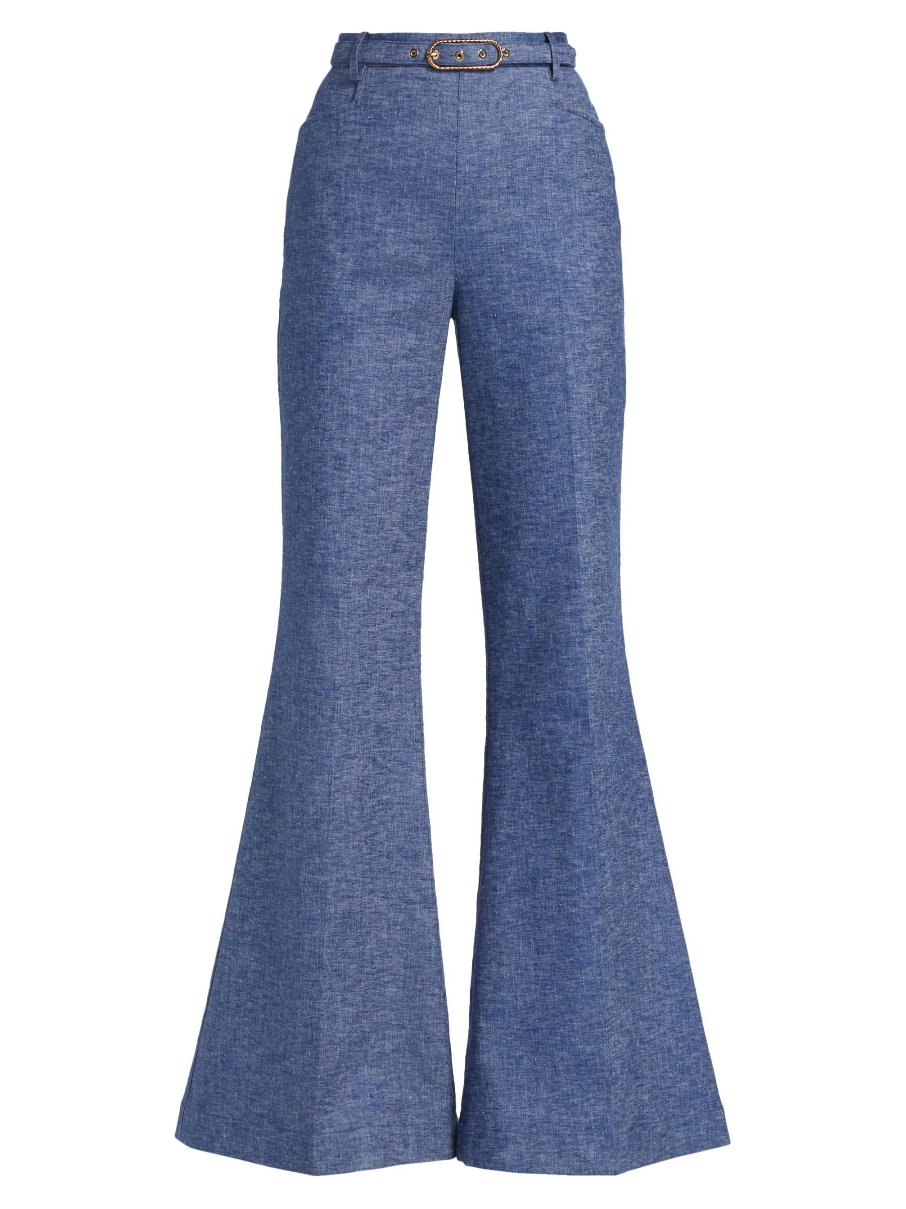 oc11z0825 Eden Chambray Flared Pants in Blue