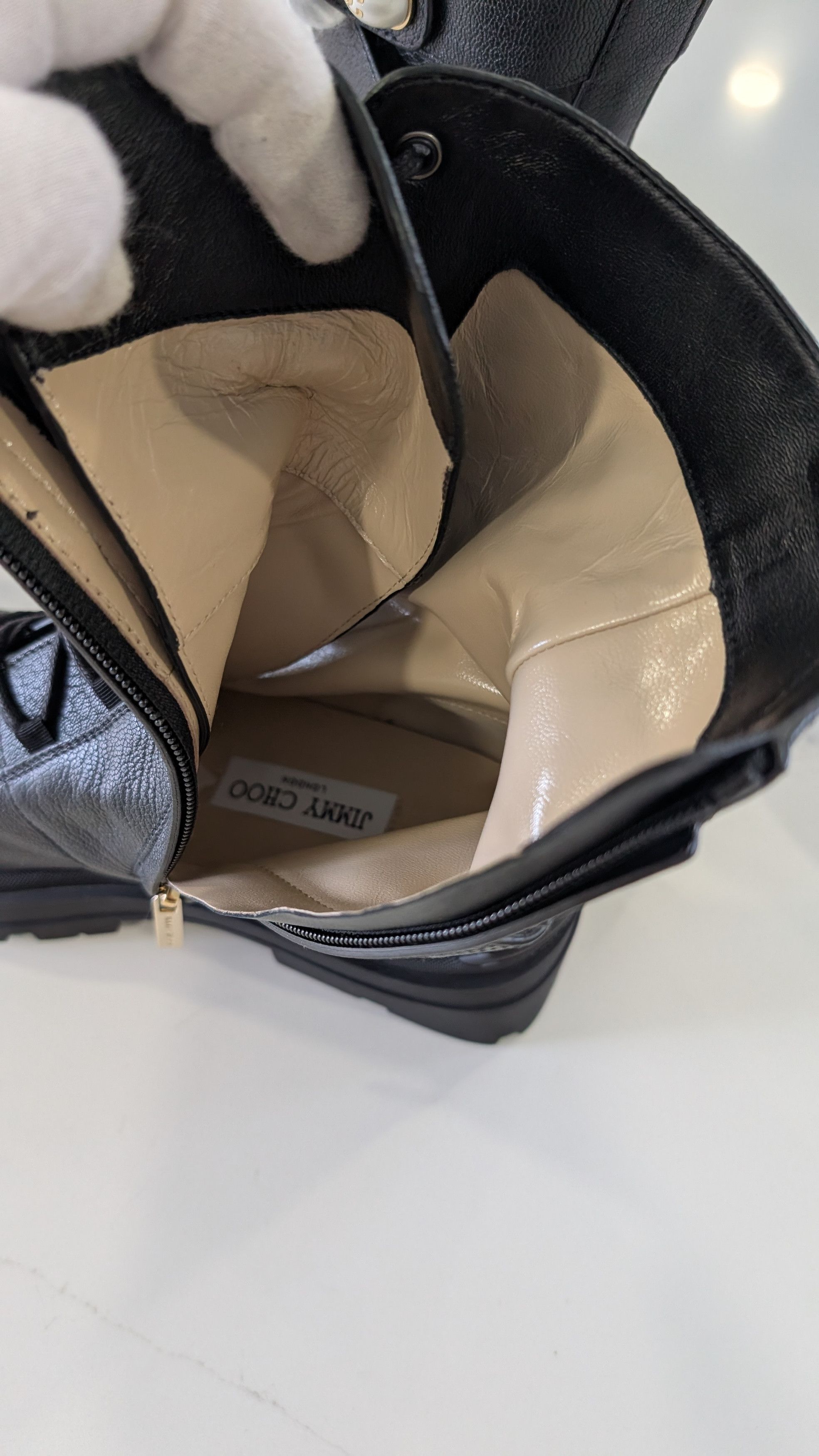 Jimmy Choo Jimmy Choo Noemi 45 Leather Pearl Combat Size 41.5 Boots Size US 11 / IT 41 - 10 Thumbnail