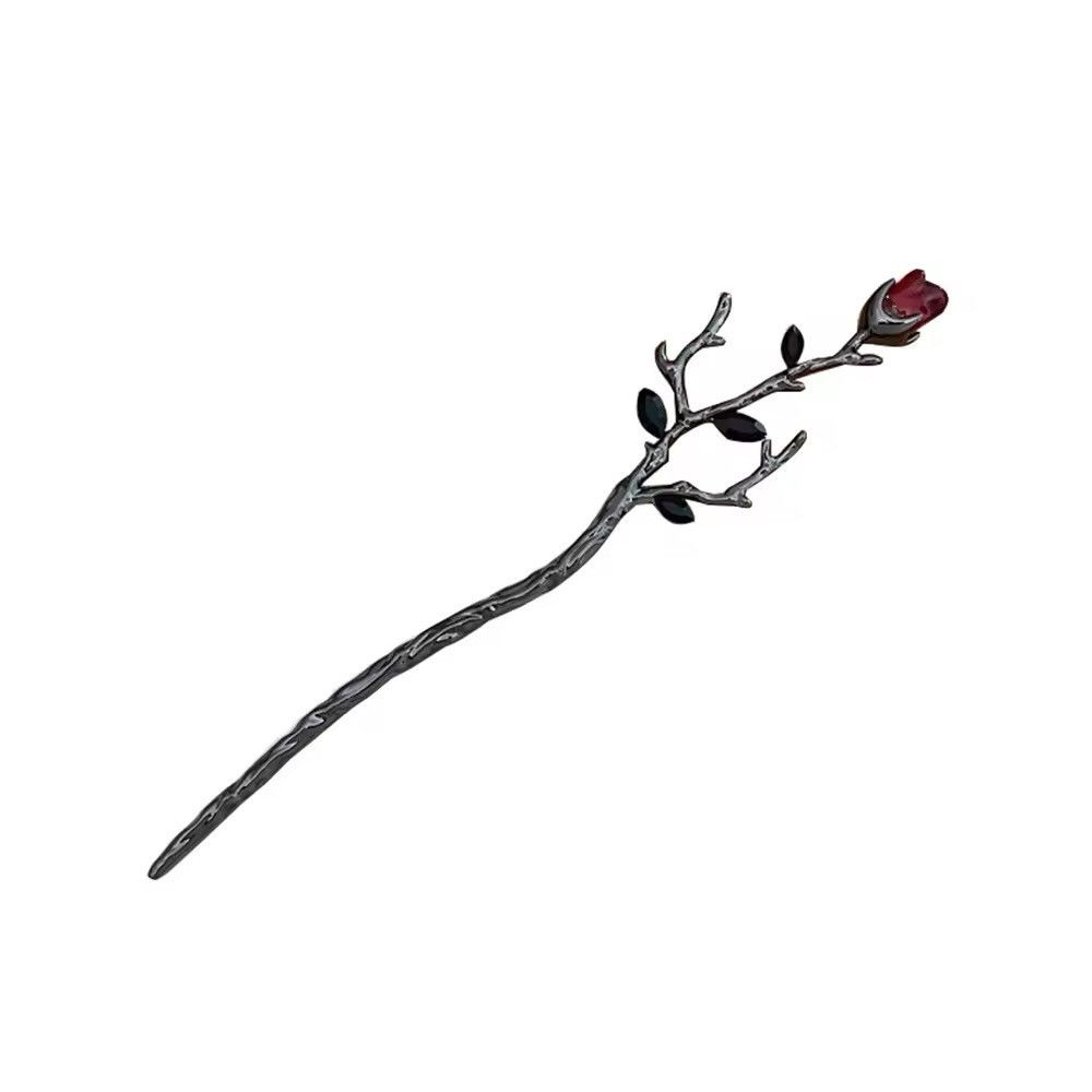 Vintage Red Rose Flower Hair Stick Hairpins 🌹 Size ONE SIZE - 3 Thumbnail