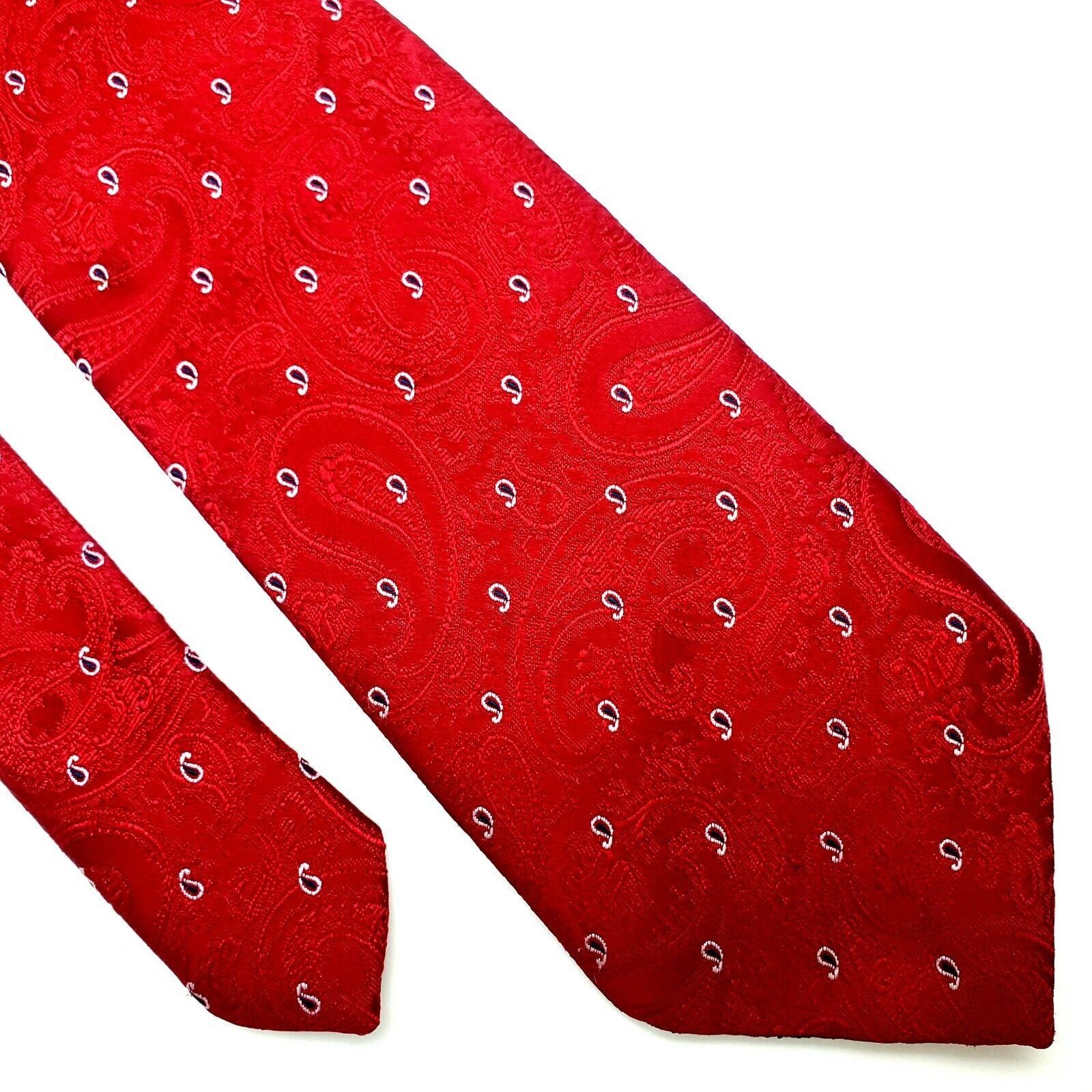 Pierre Cardin Pierre Cardin Parris Red Polyester Tie Short Skinny Paisley Size ONE SIZE - 1 Thumbnail